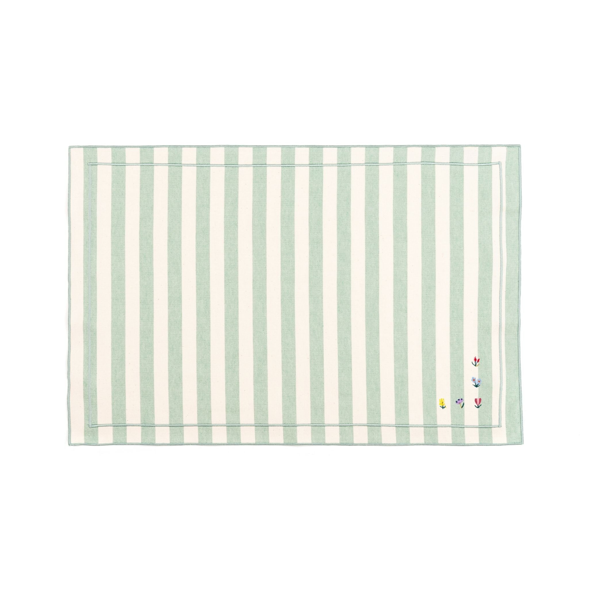 Barra cotton table linen with embroidered flowers