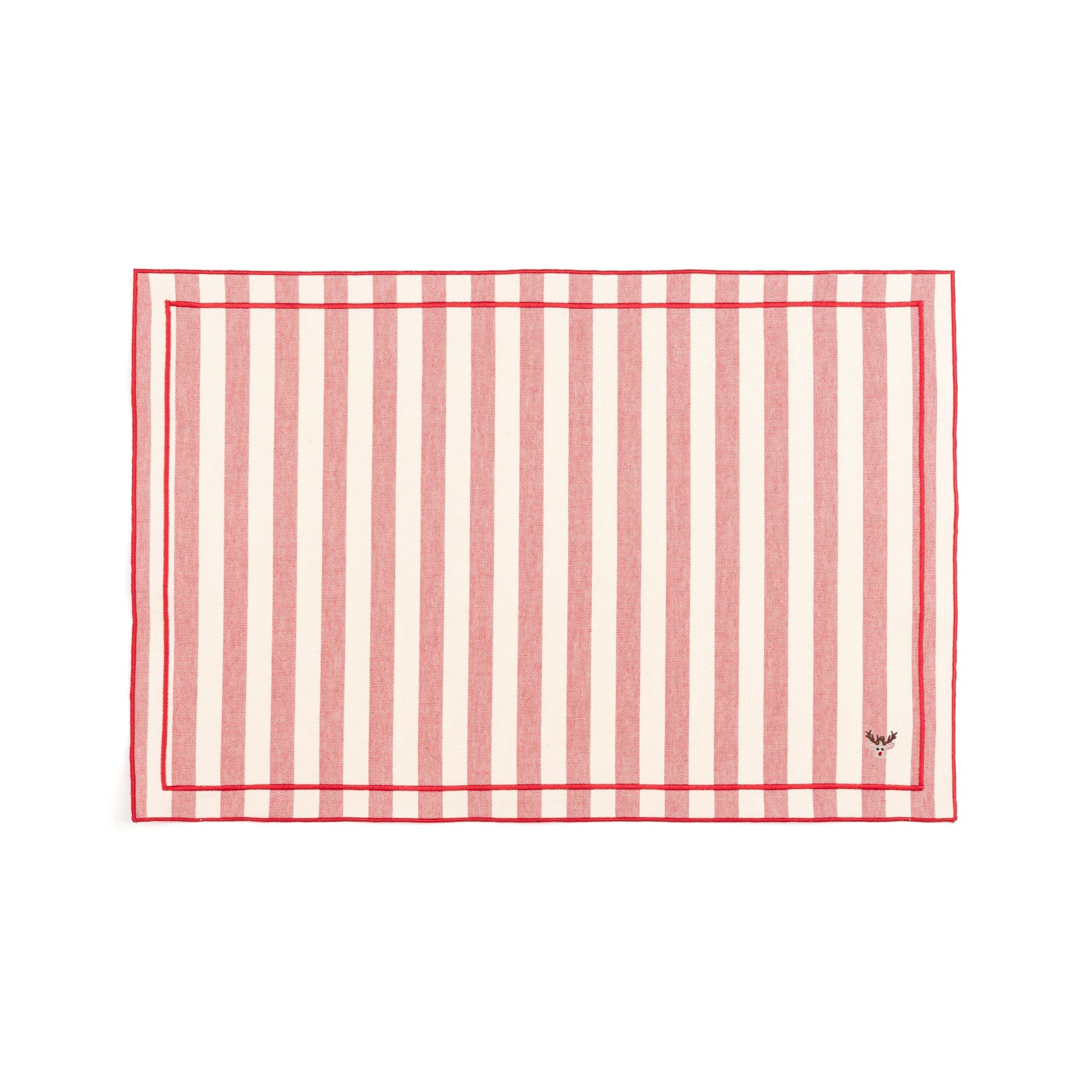 Barra cotton table linen with embroidered small Christmas motifs