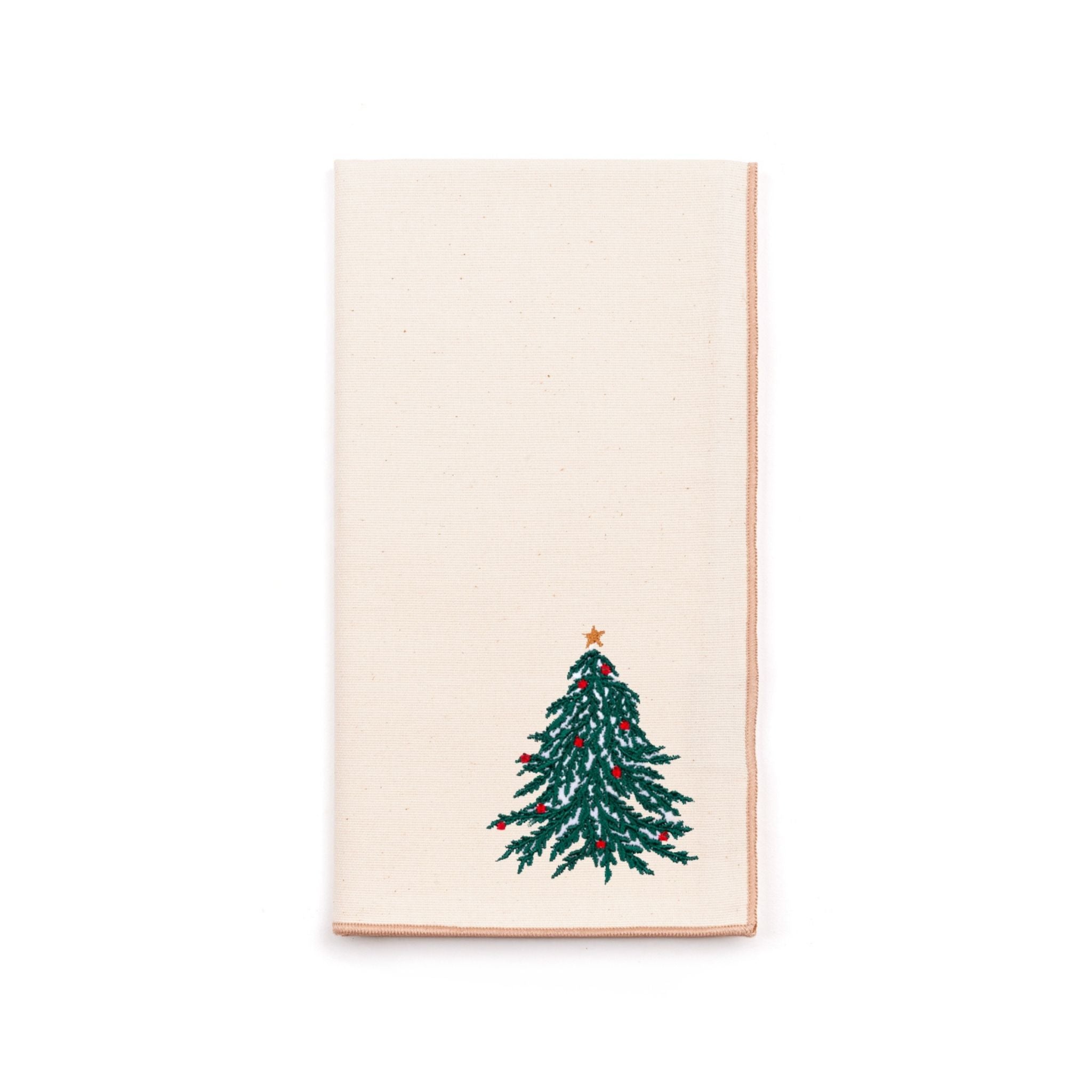 Ecru Nazaré napkins with christmas tree and wreath embroidery