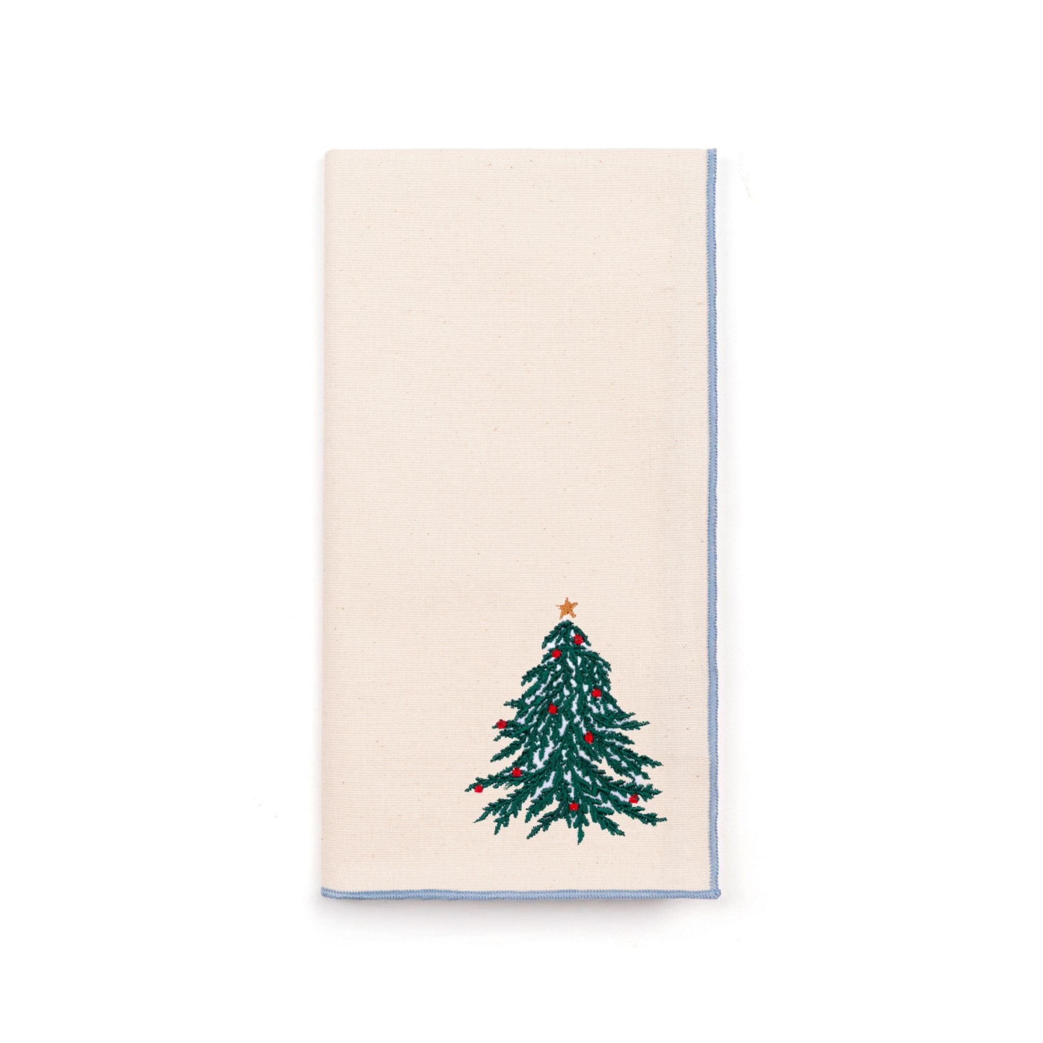 Ecru Nazaré napkins with christmas tree and wreath embroidery