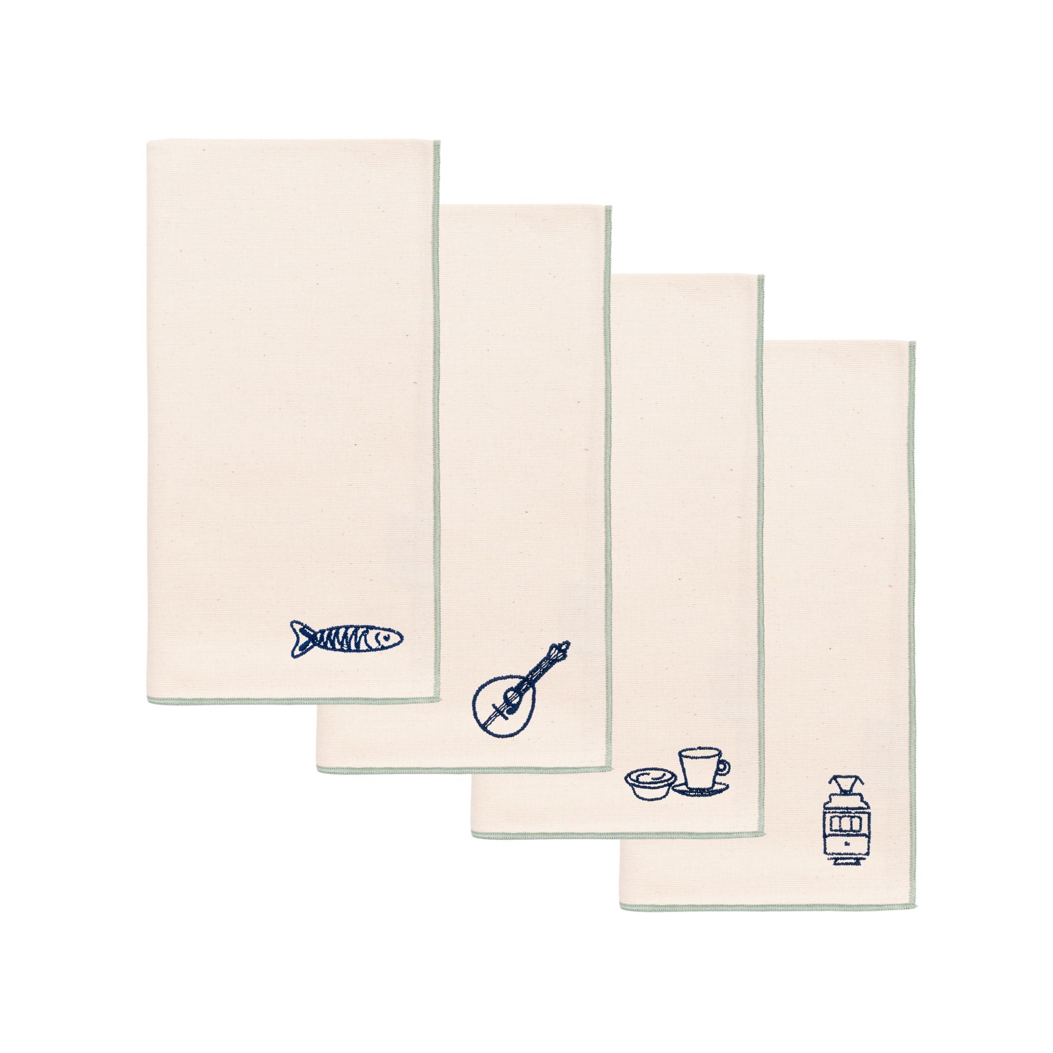 Ecru Nazaré napkins with Portugal embroidery - Torres Novas