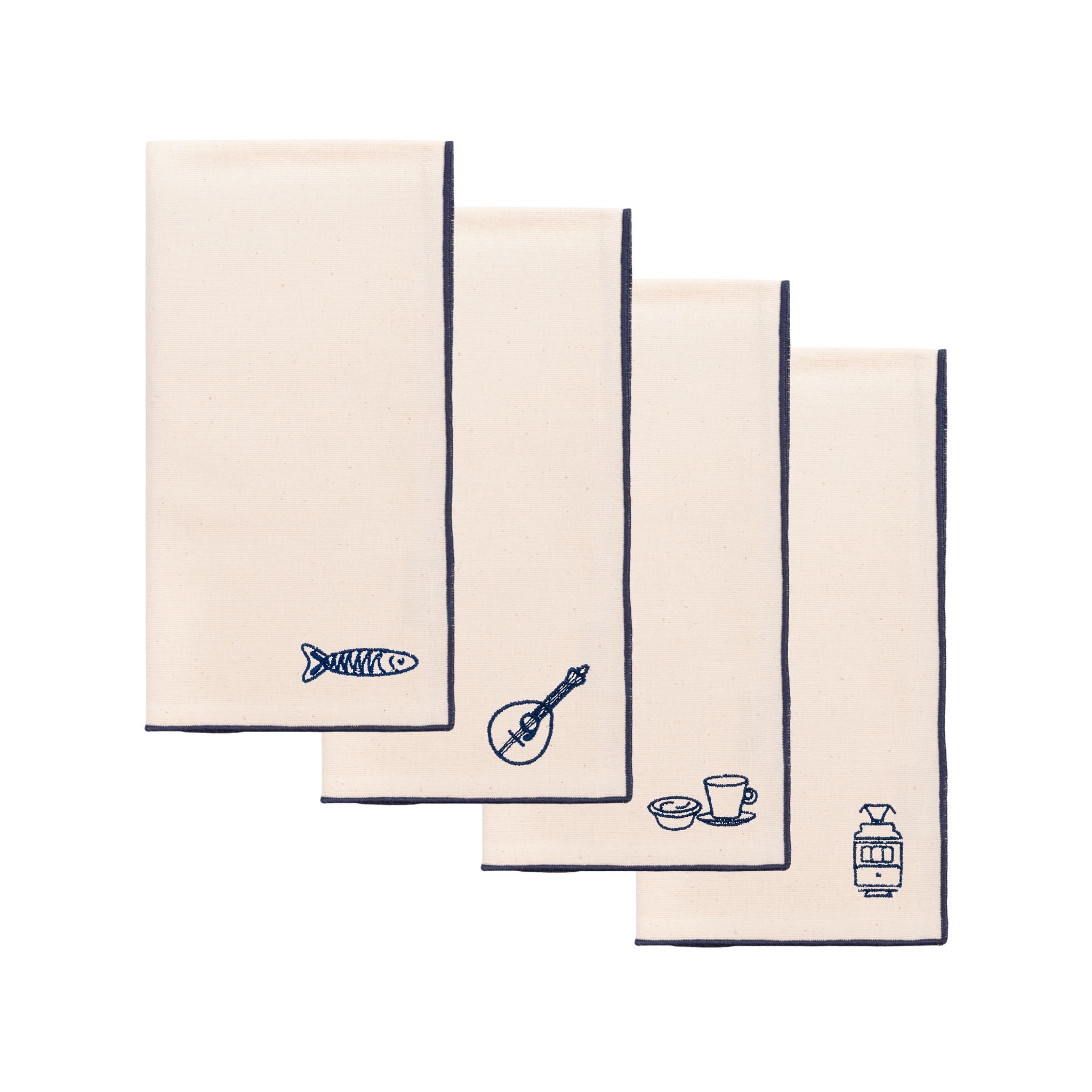 Ecru Nazaré napkins with Portugal embroidery - Torres Novas