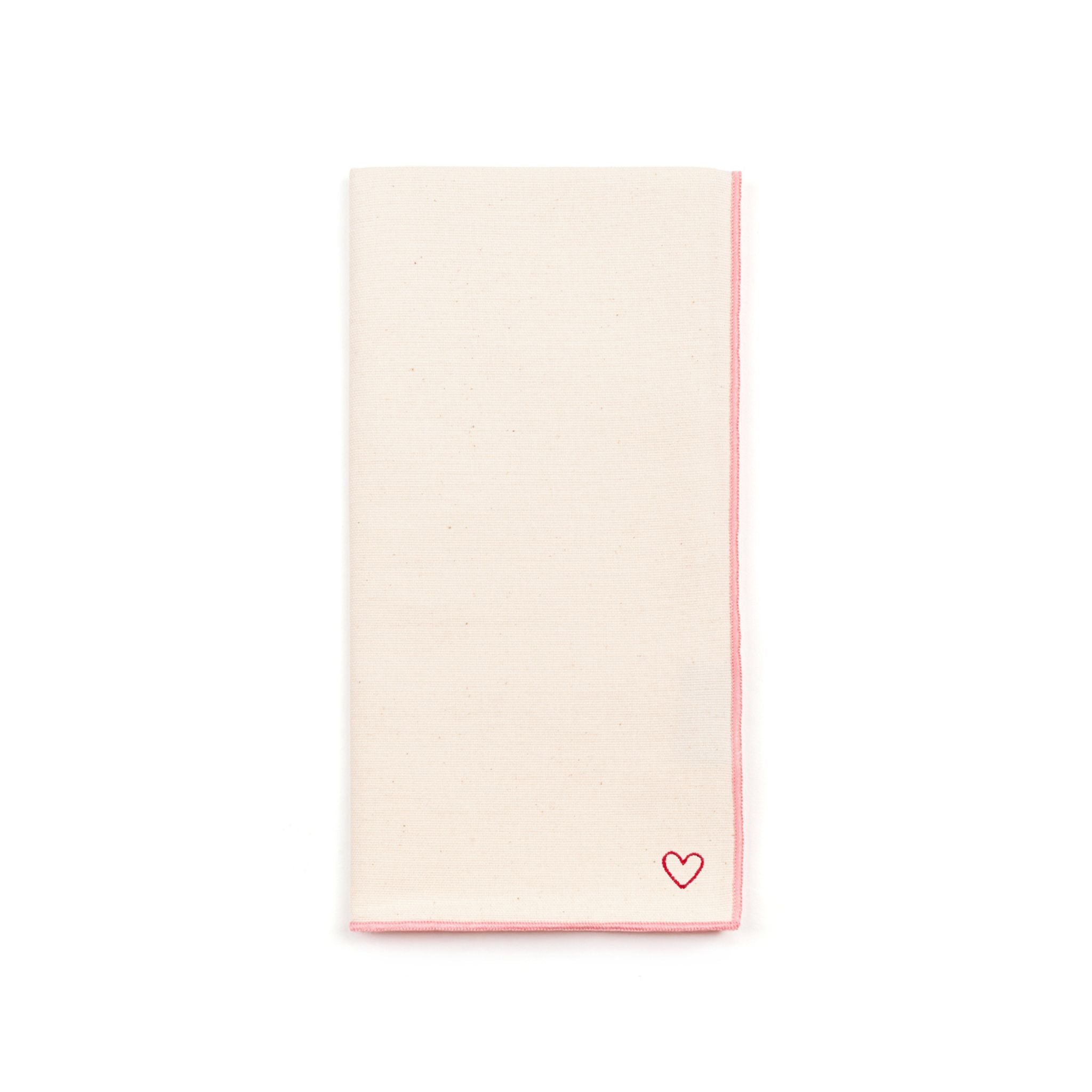 Ecru Nazaré napkins with heart embroidery