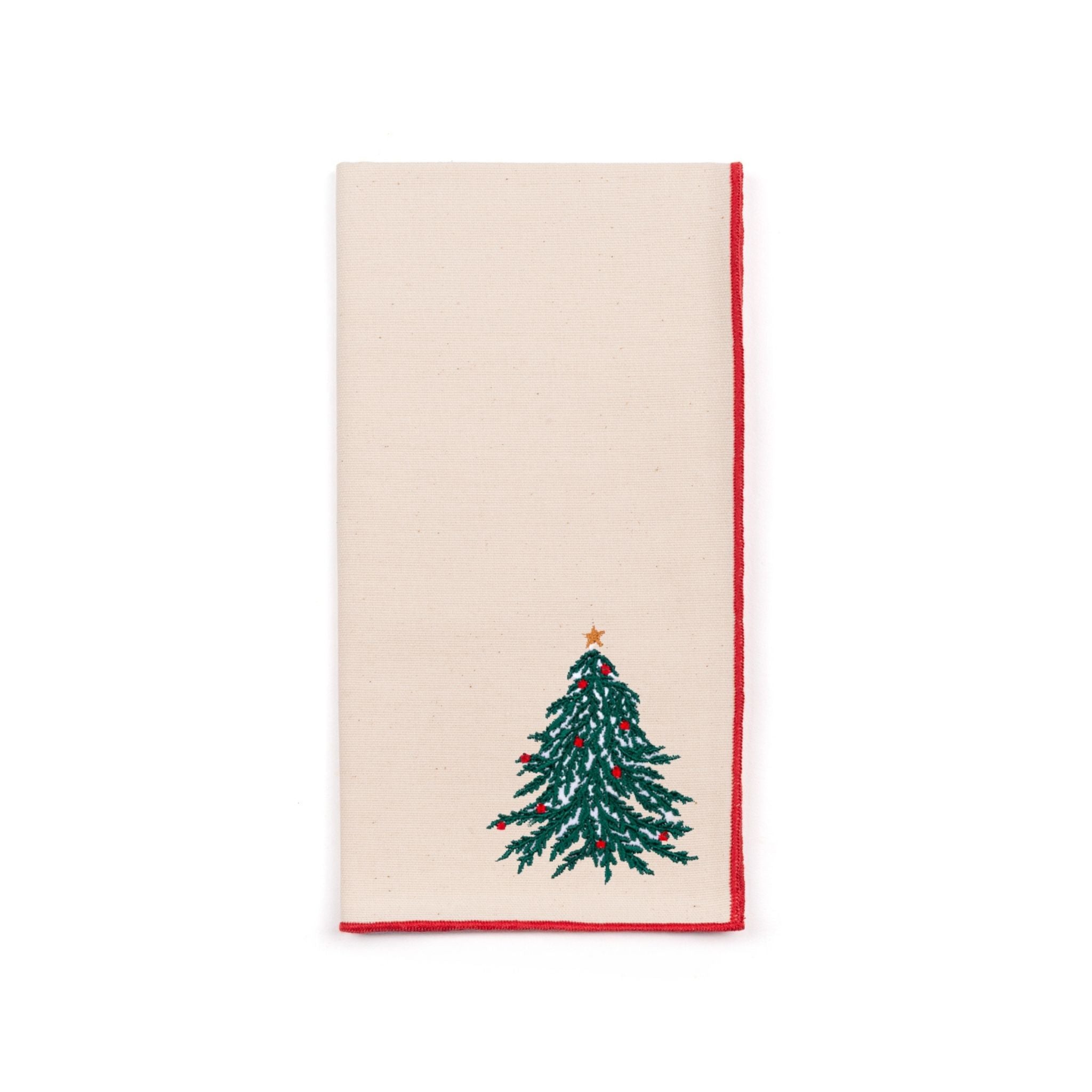 Ecru Nazaré napkins with christmas tree and wreath embroidery