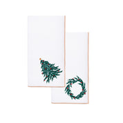 White Nazaré napkins with christmas tree and wreath embroidery - Torres Novas