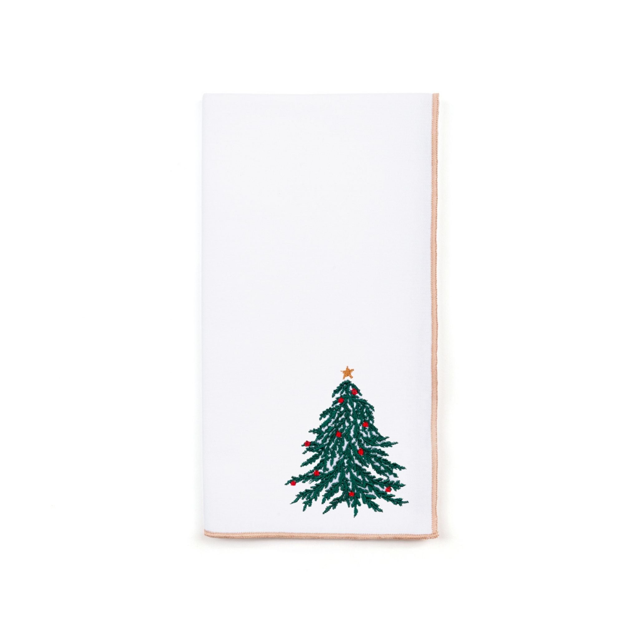White Nazaré napkins with christmas tree and wreath embroidery