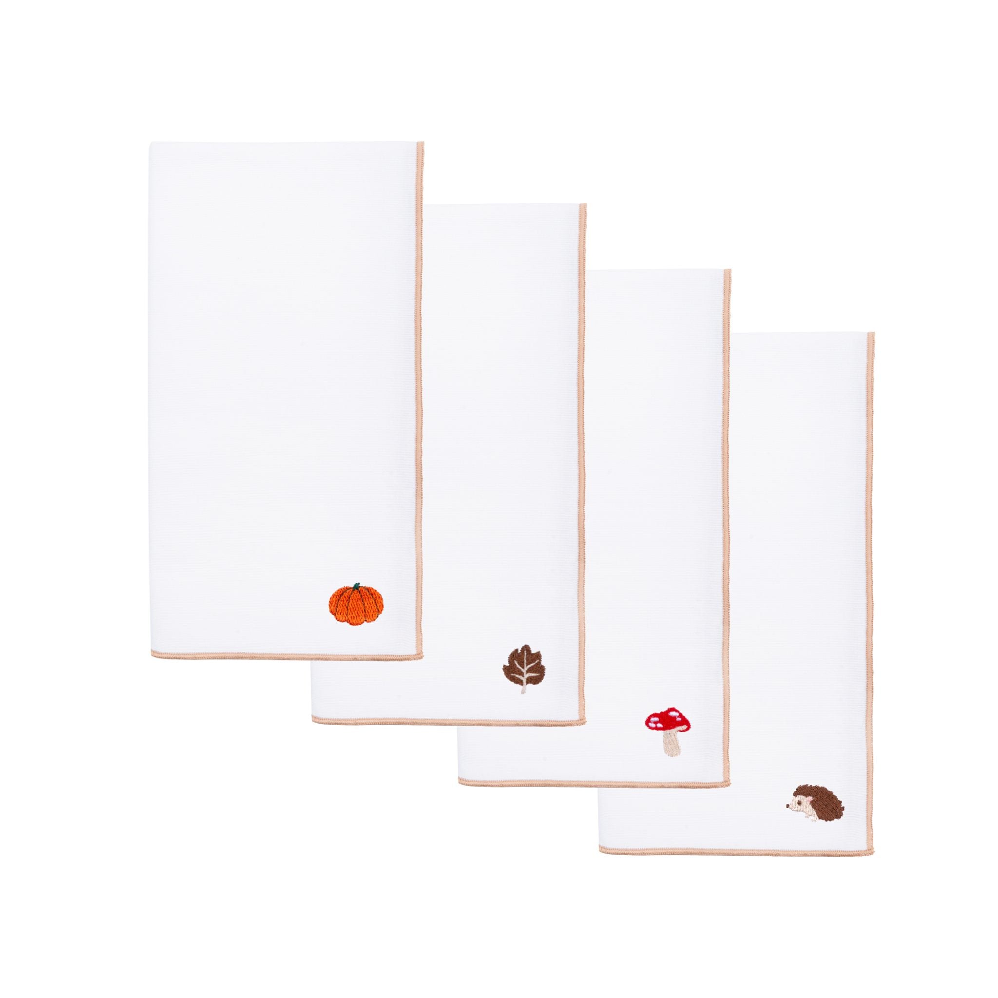 White Nazaré napkins with autumn embroidery
