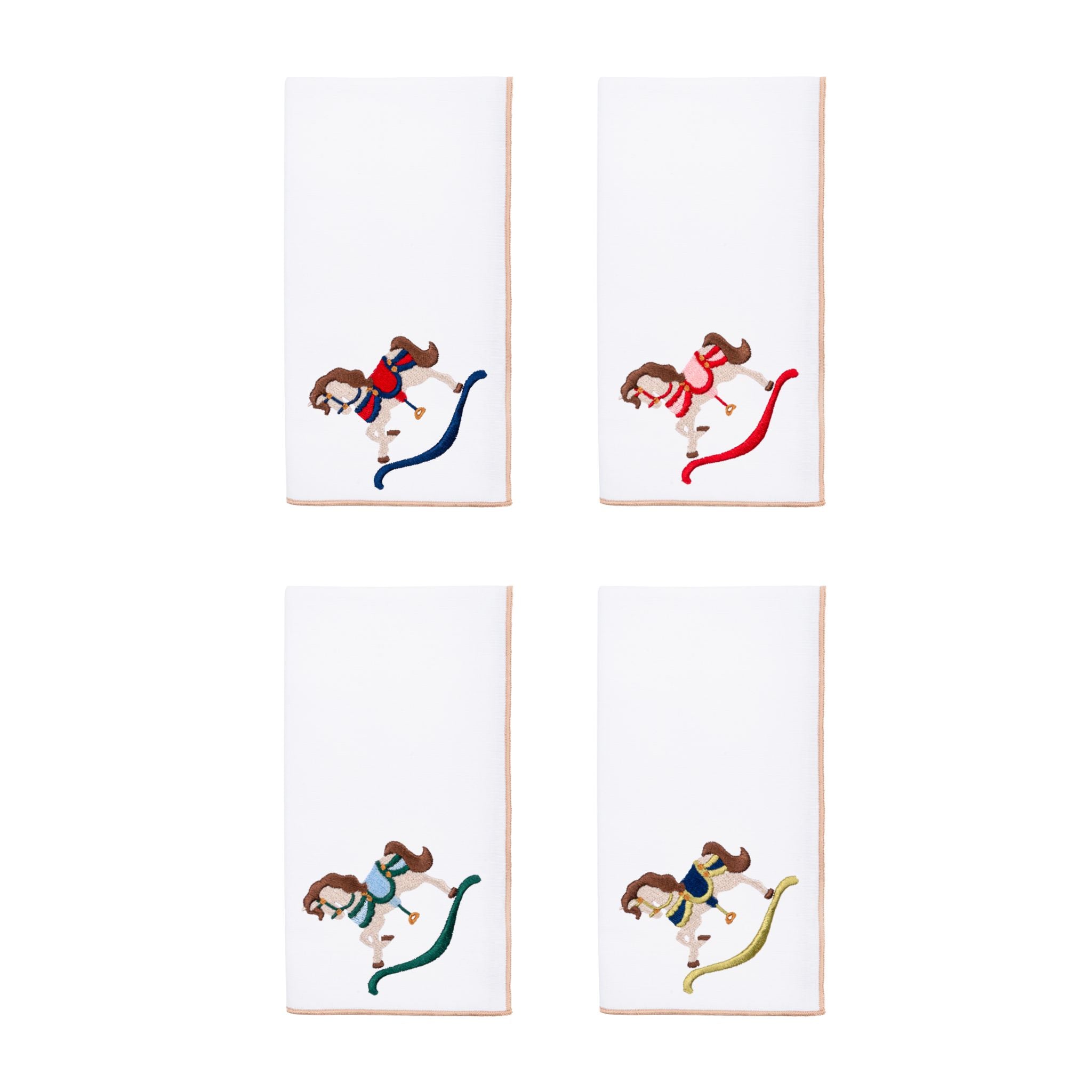 White Nazaré napkins with horse embroidery - Torres Novas