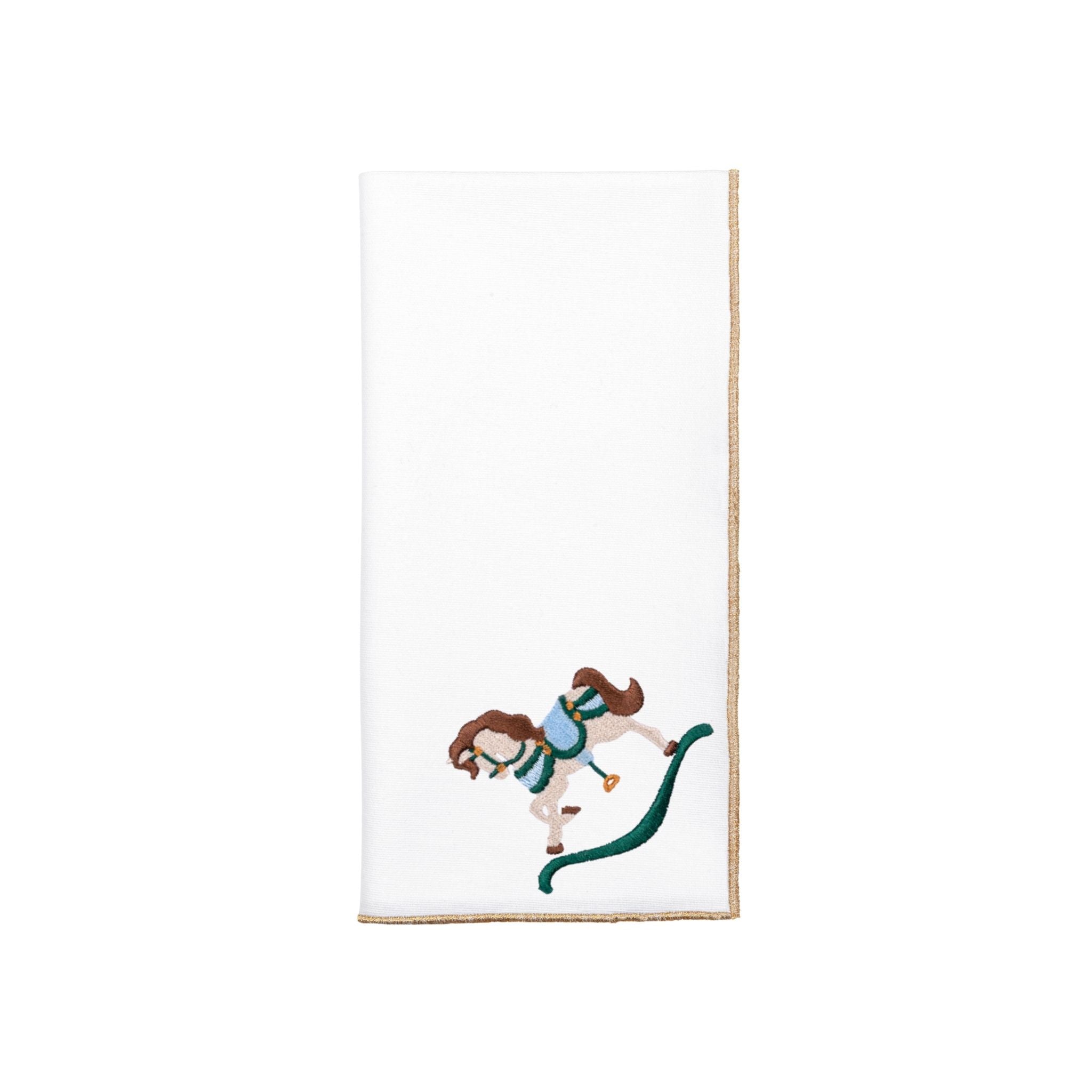 White Nazaré napkins with horse embroidery - Torres Novas