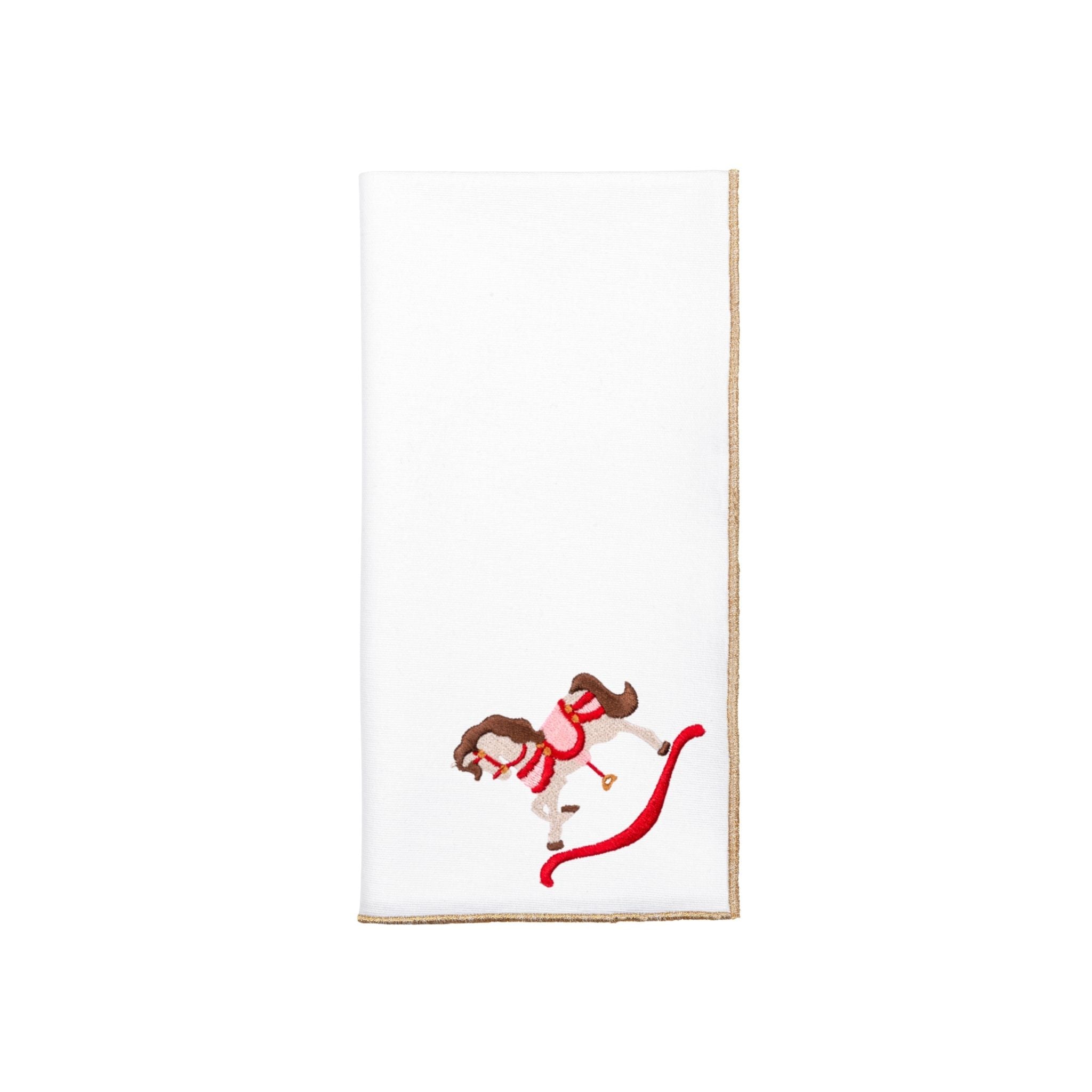White Nazaré napkins with horse embroidery - Torres Novas