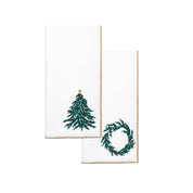 White Nazaré napkins with christmas tree and wreath embroidery - Torres Novas