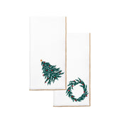 White Nazaré napkins with christmas tree and wreath embroidery - Torres Novas