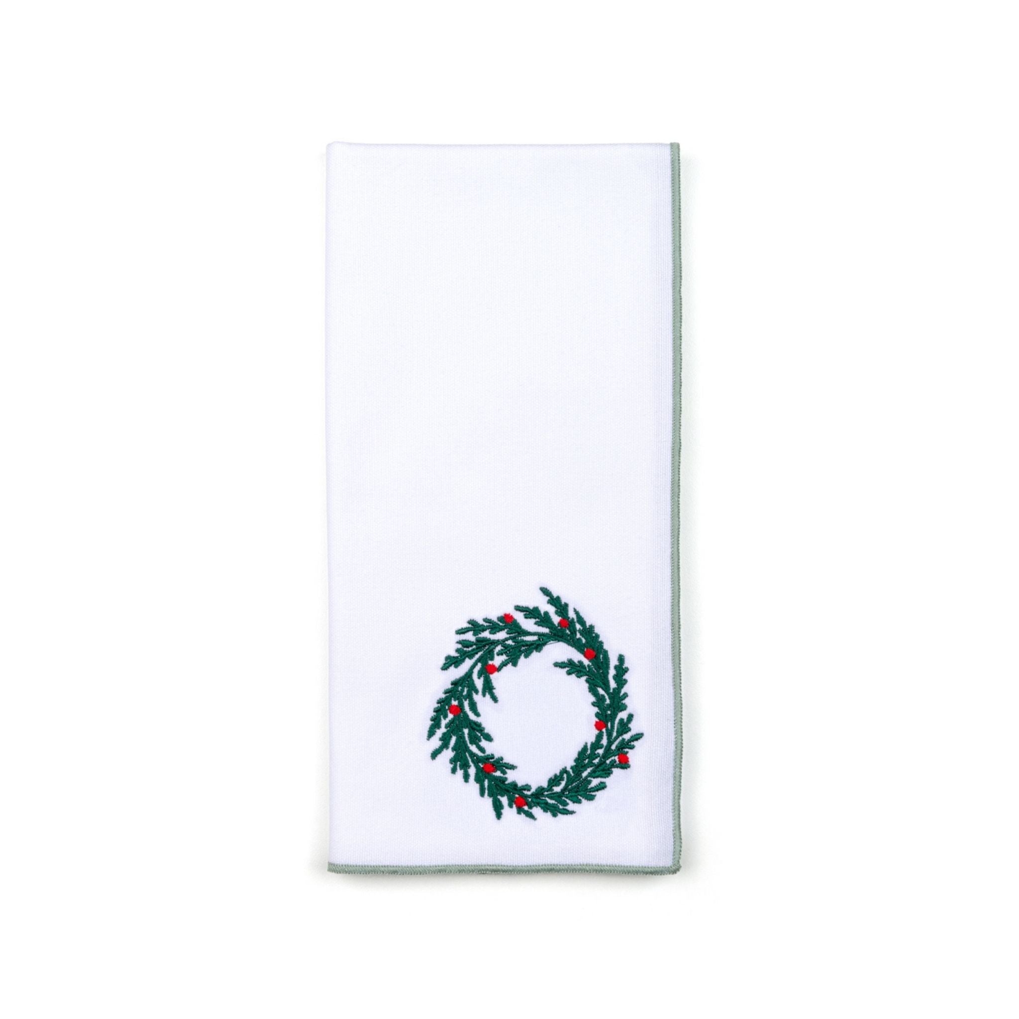 White Nazaré napkins with christmas tree and wreath embroidery - Torres Novas