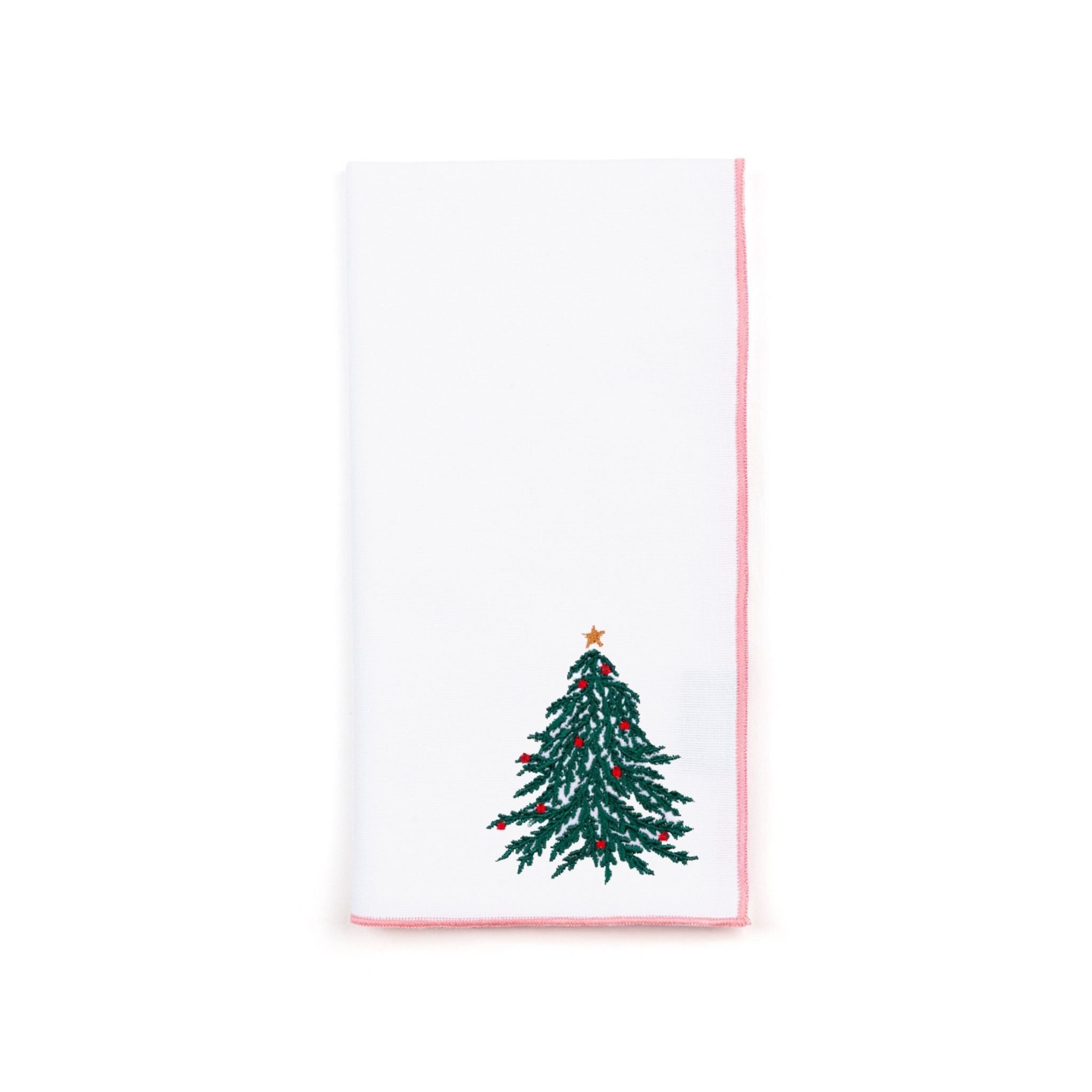 White Nazaré napkins with christmas tree and wreath embroidery - Torres Novas