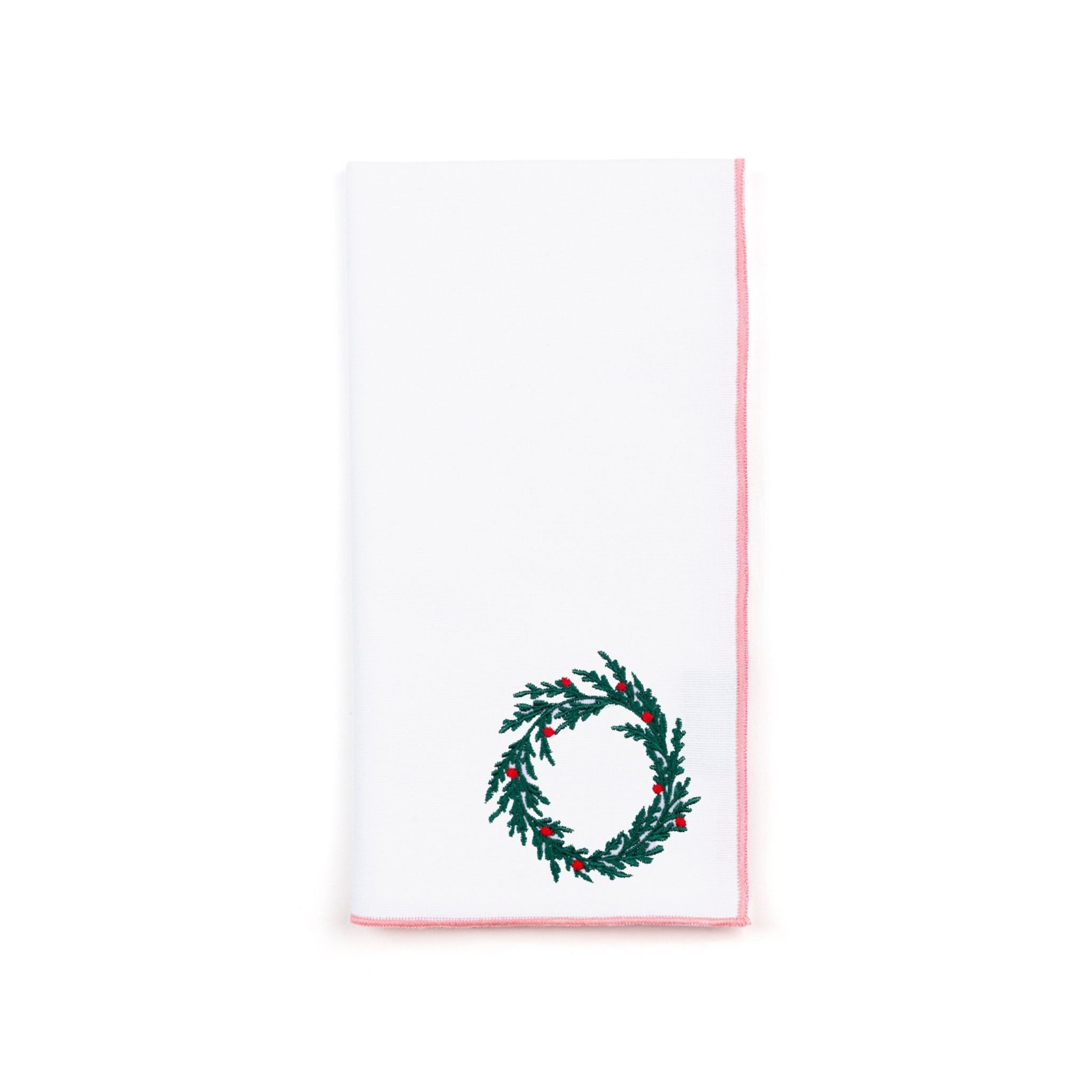 White Nazaré napkins with christmas tree and wreath embroidery - Torres Novas