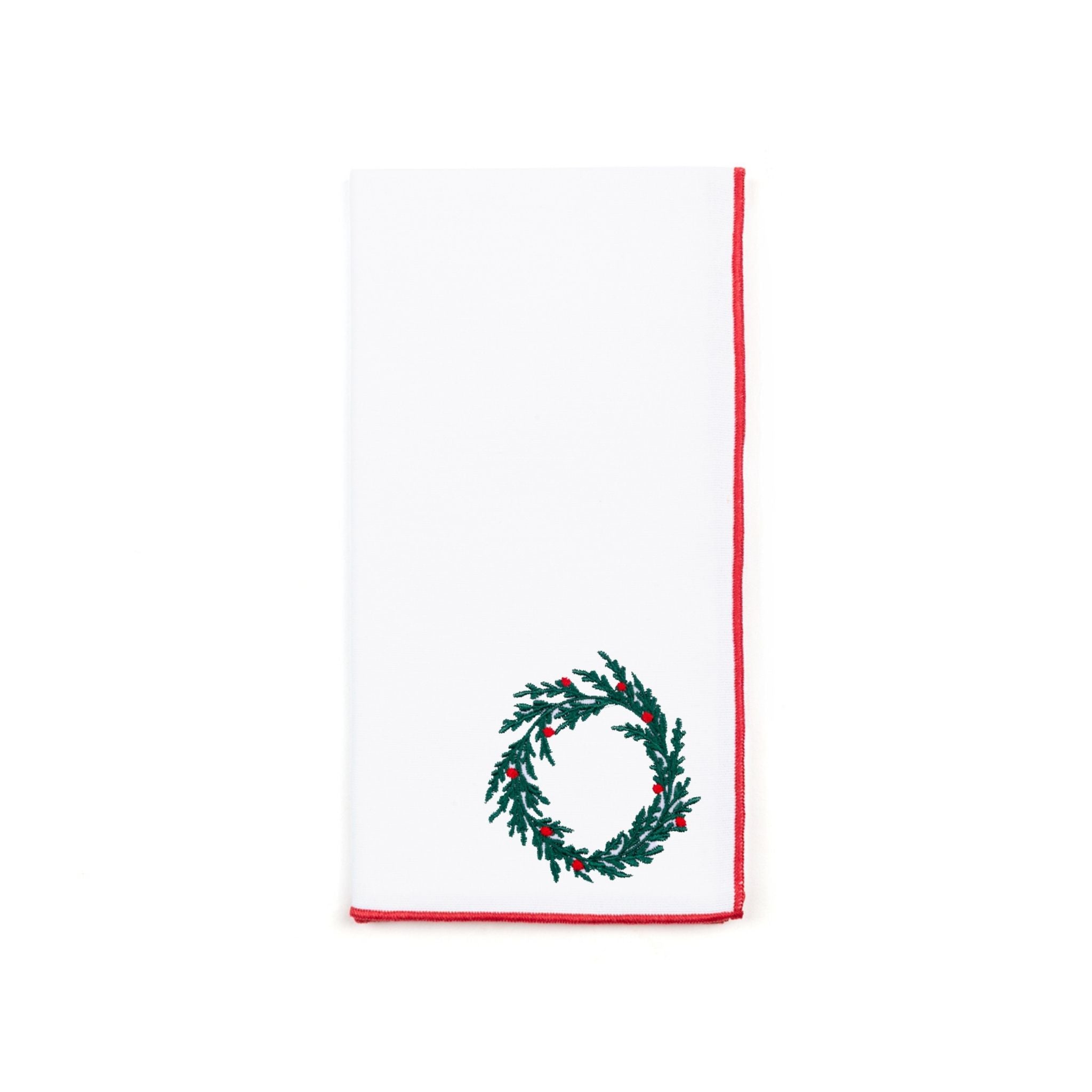 White Nazaré napkins with christmas tree and wreath embroidery - Torres Novas