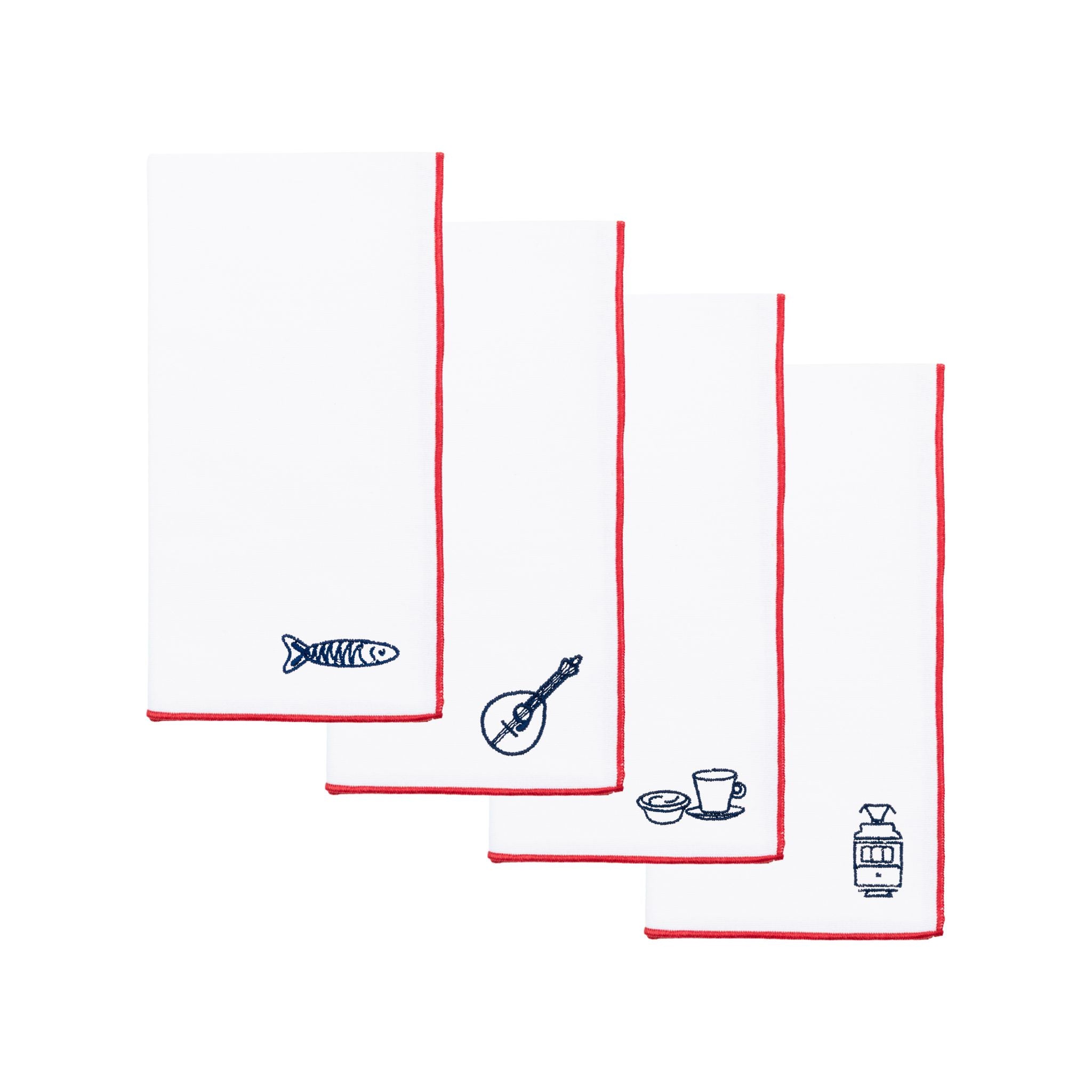 White Nazaré napkins with Portugal embroidery - Torres Novas