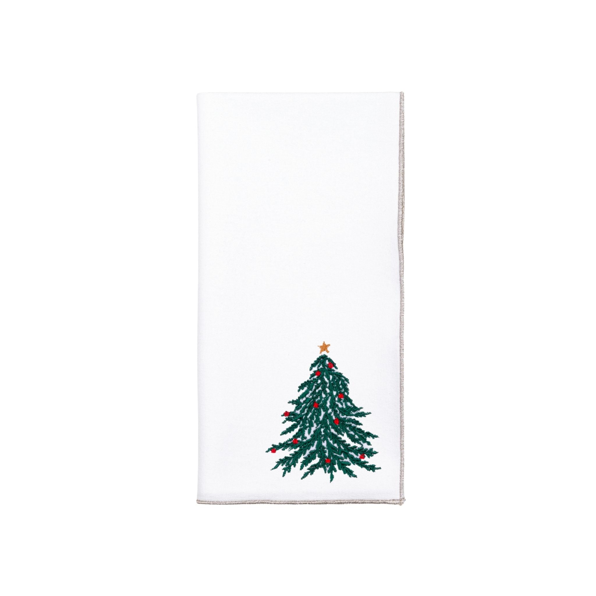 White Nazaré napkins with christmas tree and wreath embroidery - Torres Novas