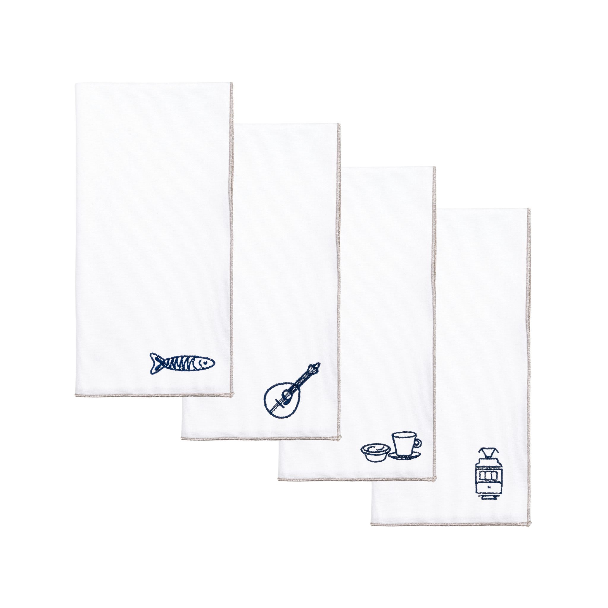 White Nazaré napkins with Portugal embroidery - Torres Novas
