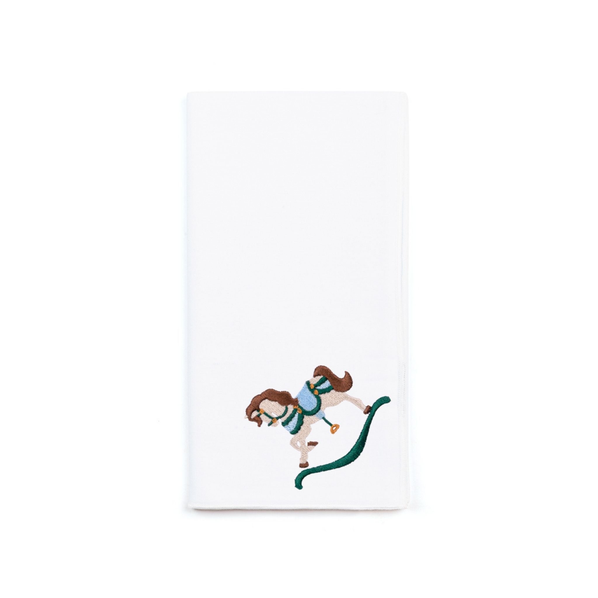 White Nazaré napkins with horse embroidery - Torres Novas