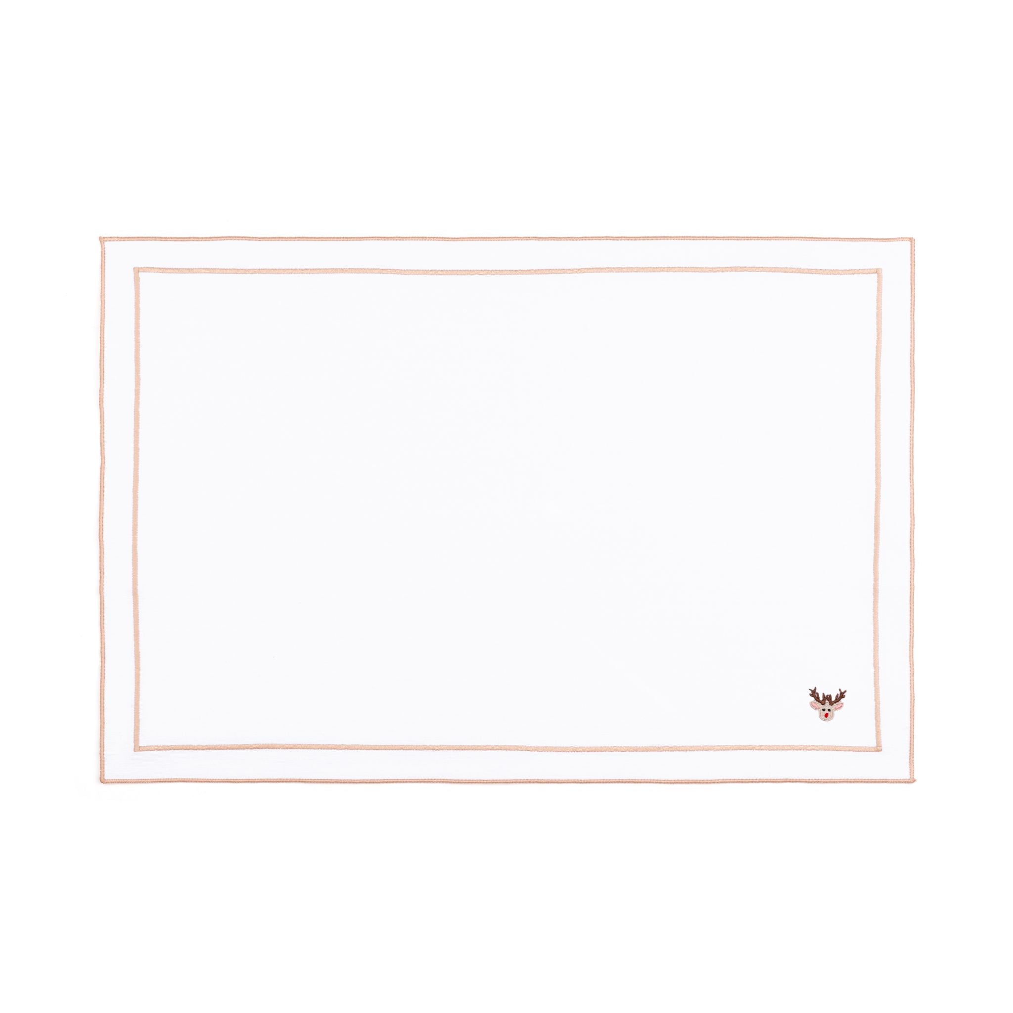 Nazaré white cotton table linen with embroidered small Christmas motifs