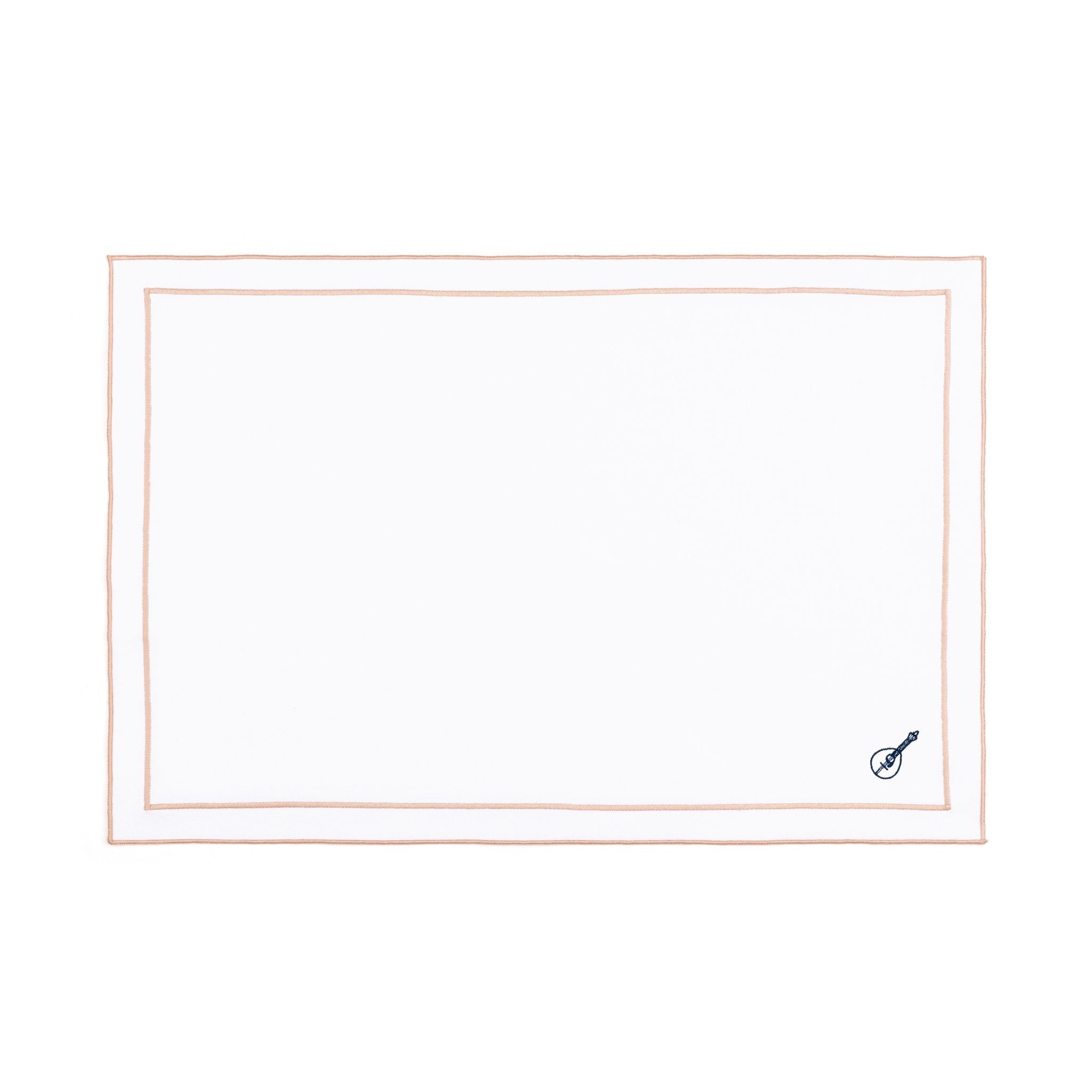 Nazaré white cotton table linen with embroidered Portugal-inspired motifs