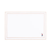 Nazaré white cotton table linen with embroidered retro sports motifs