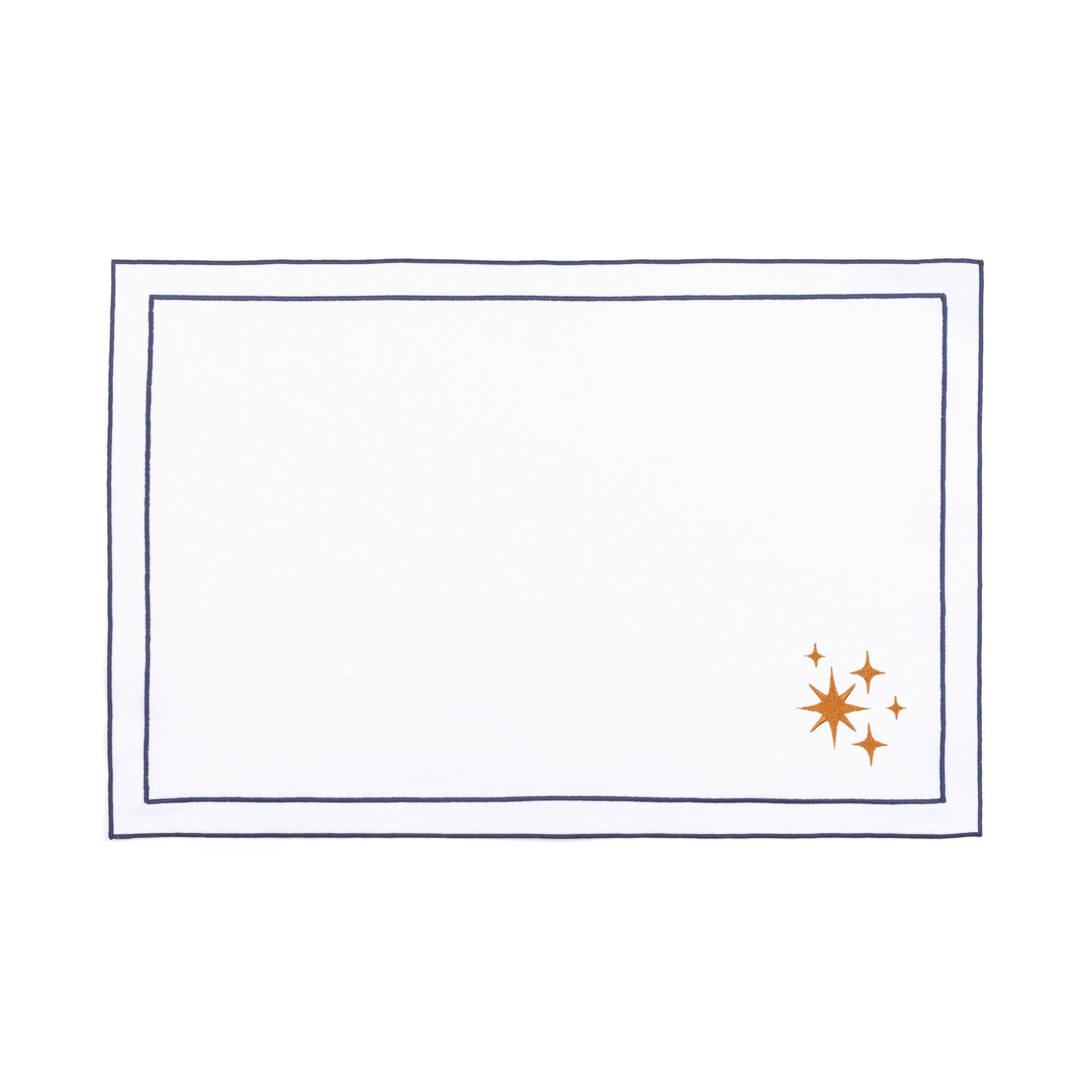 Nazaré white cotton table linen with embroidered stars