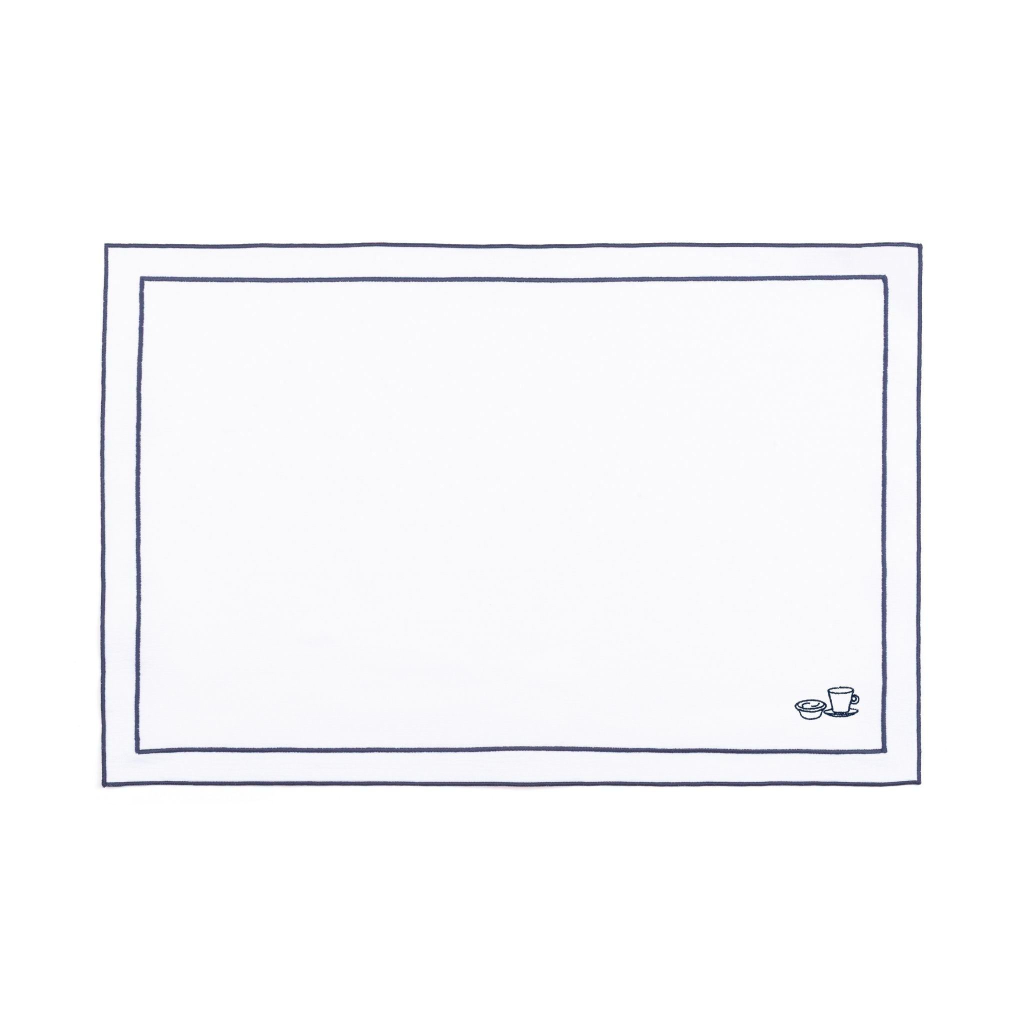 Nazaré white cotton table linen with embroidered Portugal-inspired motifs