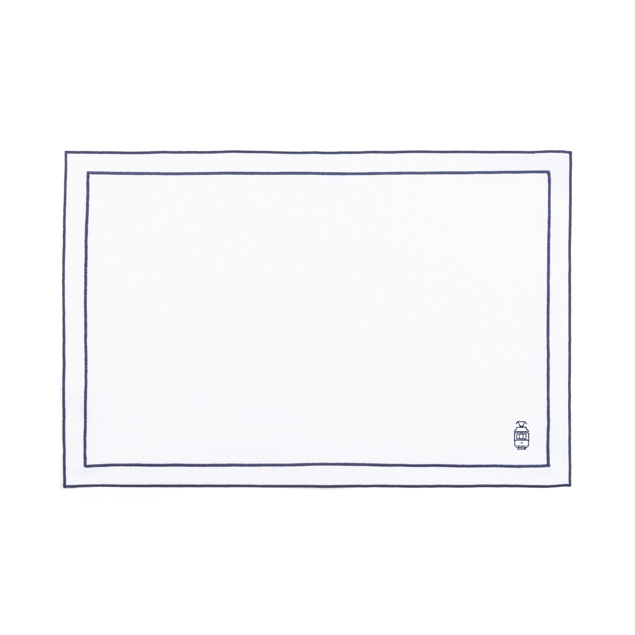 Nazaré white cotton table linen with embroidered Portugal-inspired motifs