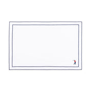 Nazaré white cotton table linen with embroidered retro sports motifs