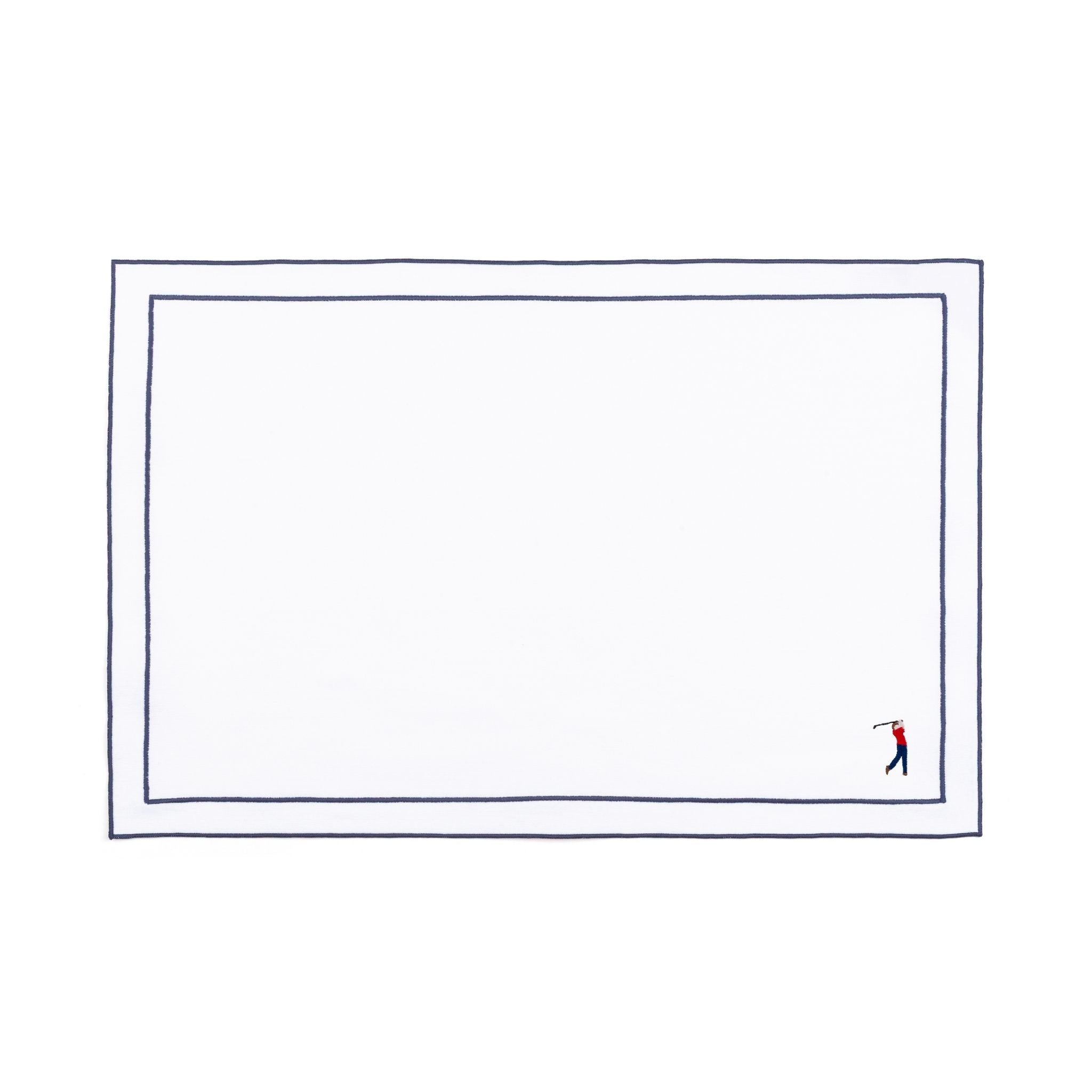 Nazaré white cotton table linen with embroidered retro sports motifs