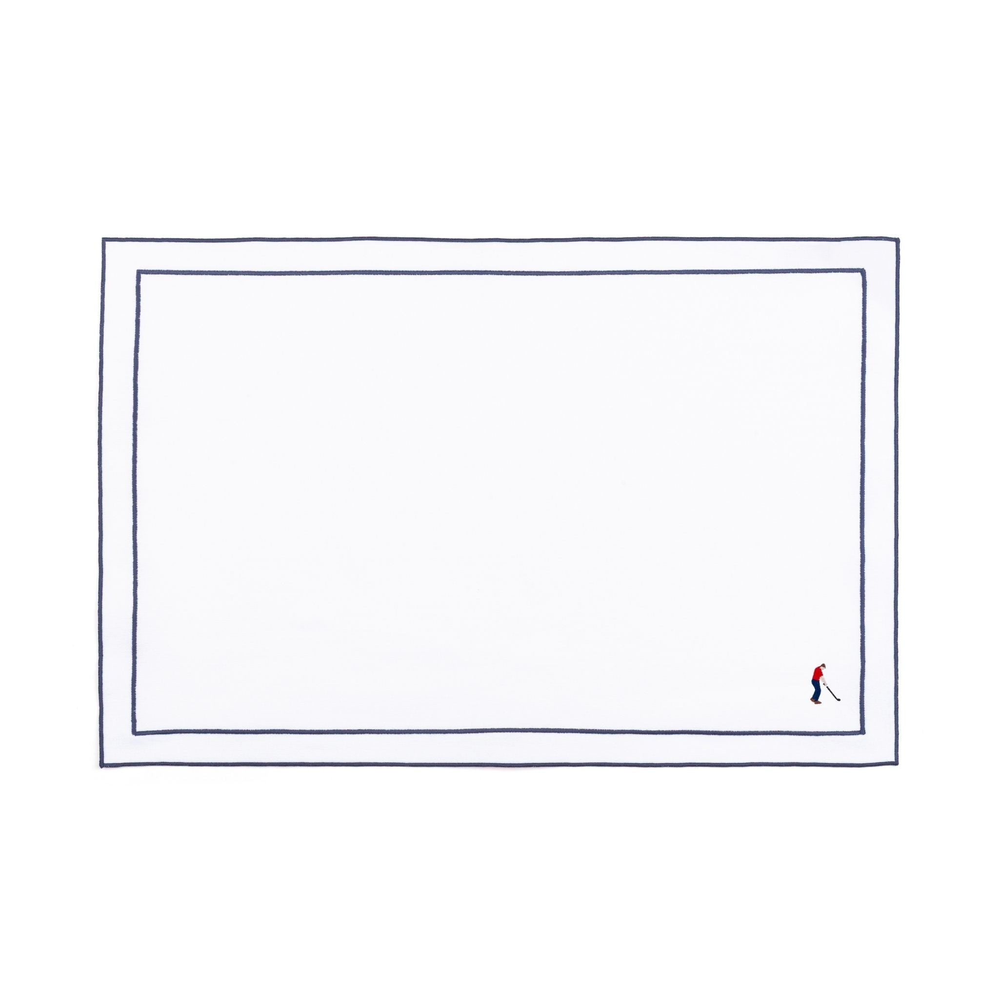 Nazaré white cotton table linen with embroidered retro sports motifs