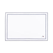 Nazaré white cotton table linen with embroidered retro sports motifs