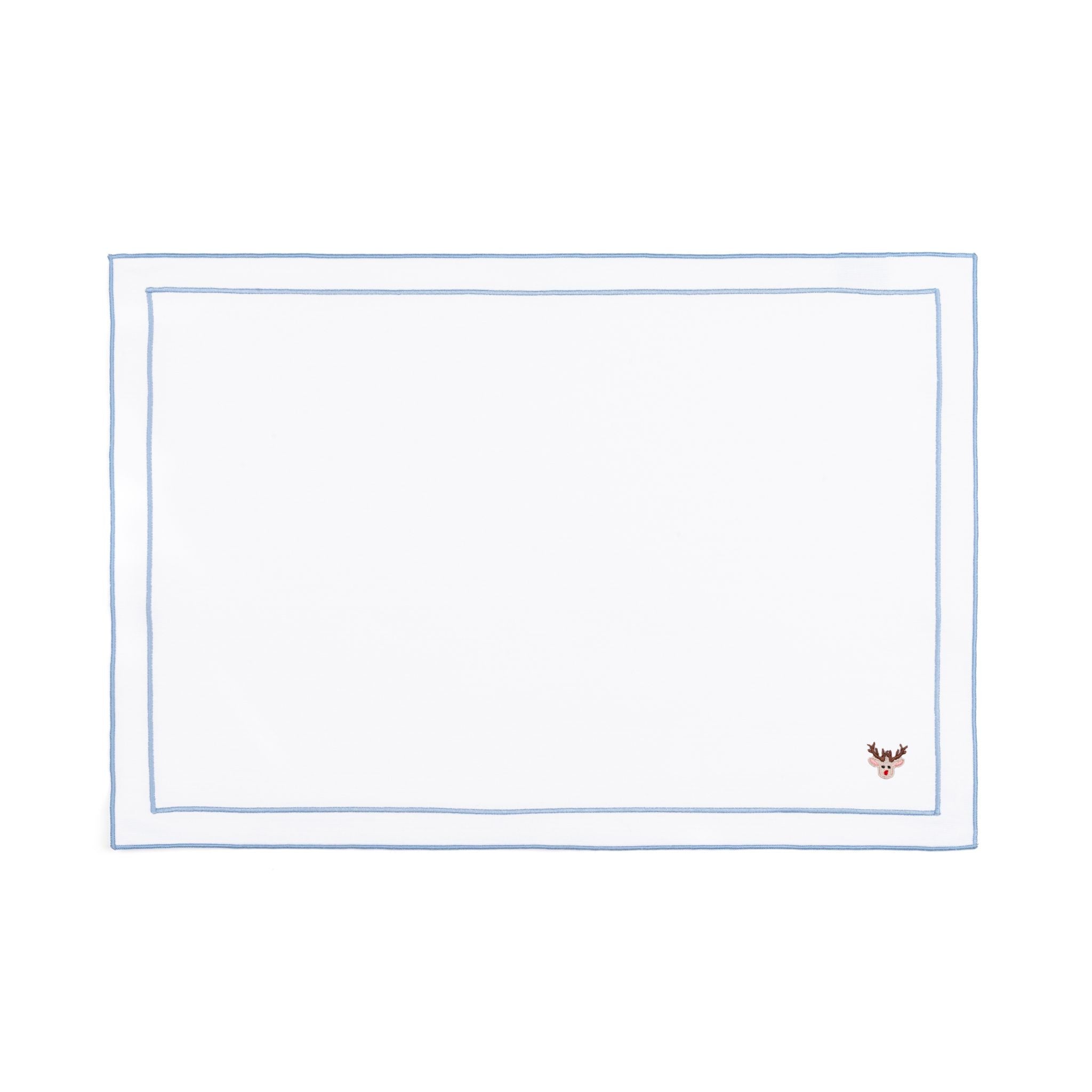 Nazaré white cotton table linen with embroidered small Christmas motifs