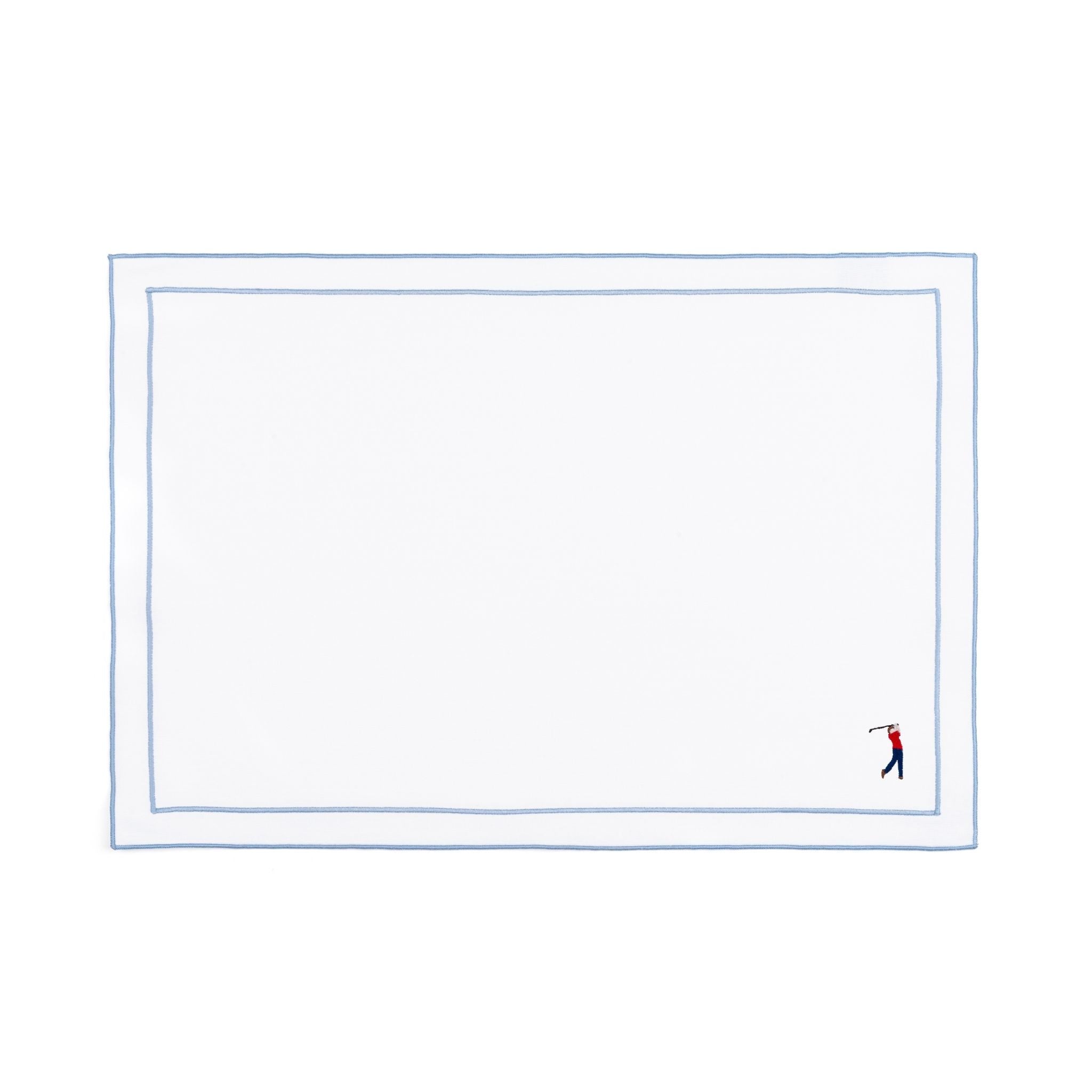 Nazaré white cotton table linen with embroidered retro sports motifs