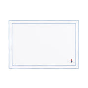 Nazaré white cotton table linen with embroidered retro sports motifs