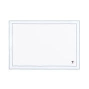 Nazaré white cotton table linen with embroidered retro sports motifs