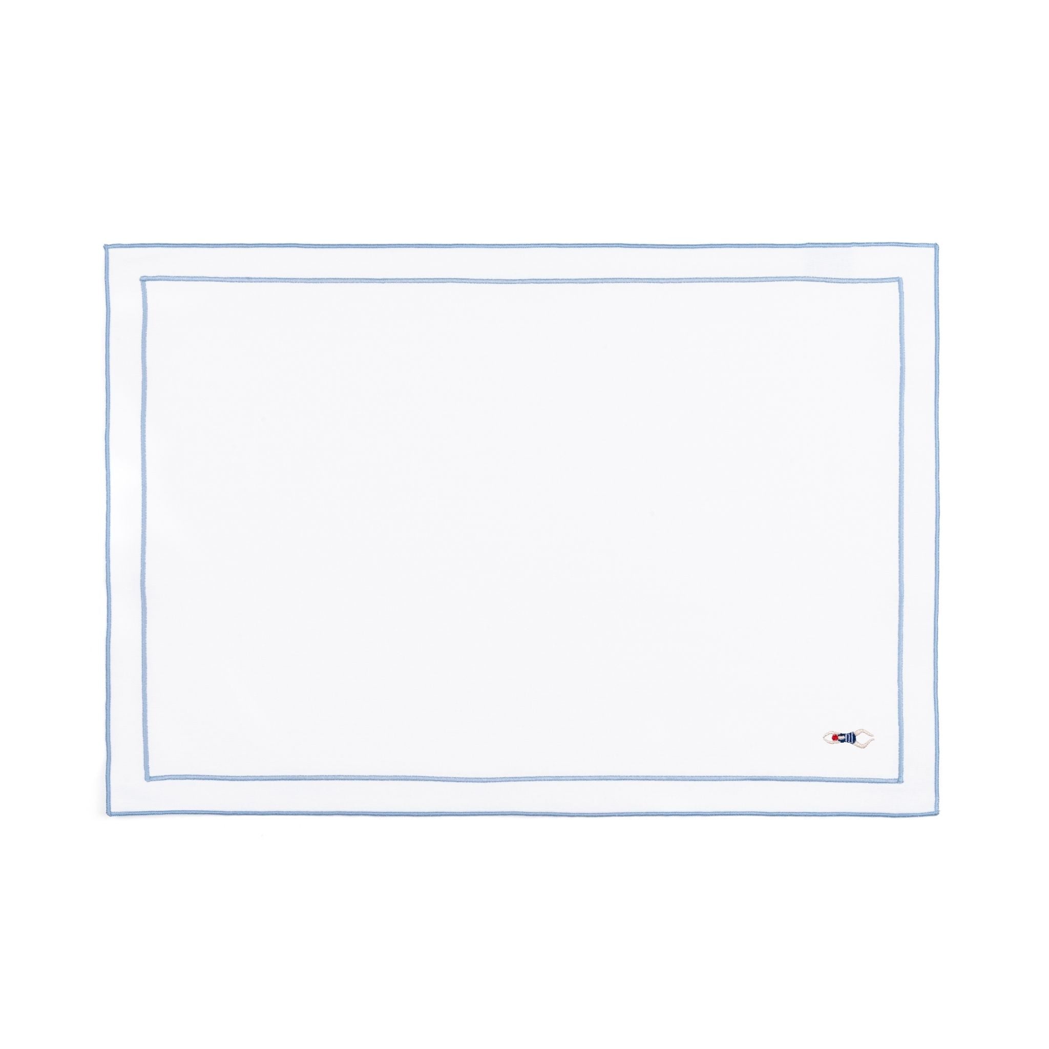 Nazaré white cotton table linen with embroidered retro sports motifs