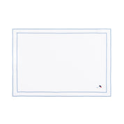 Nazaré white cotton table linen with embroidered retro sports motifs