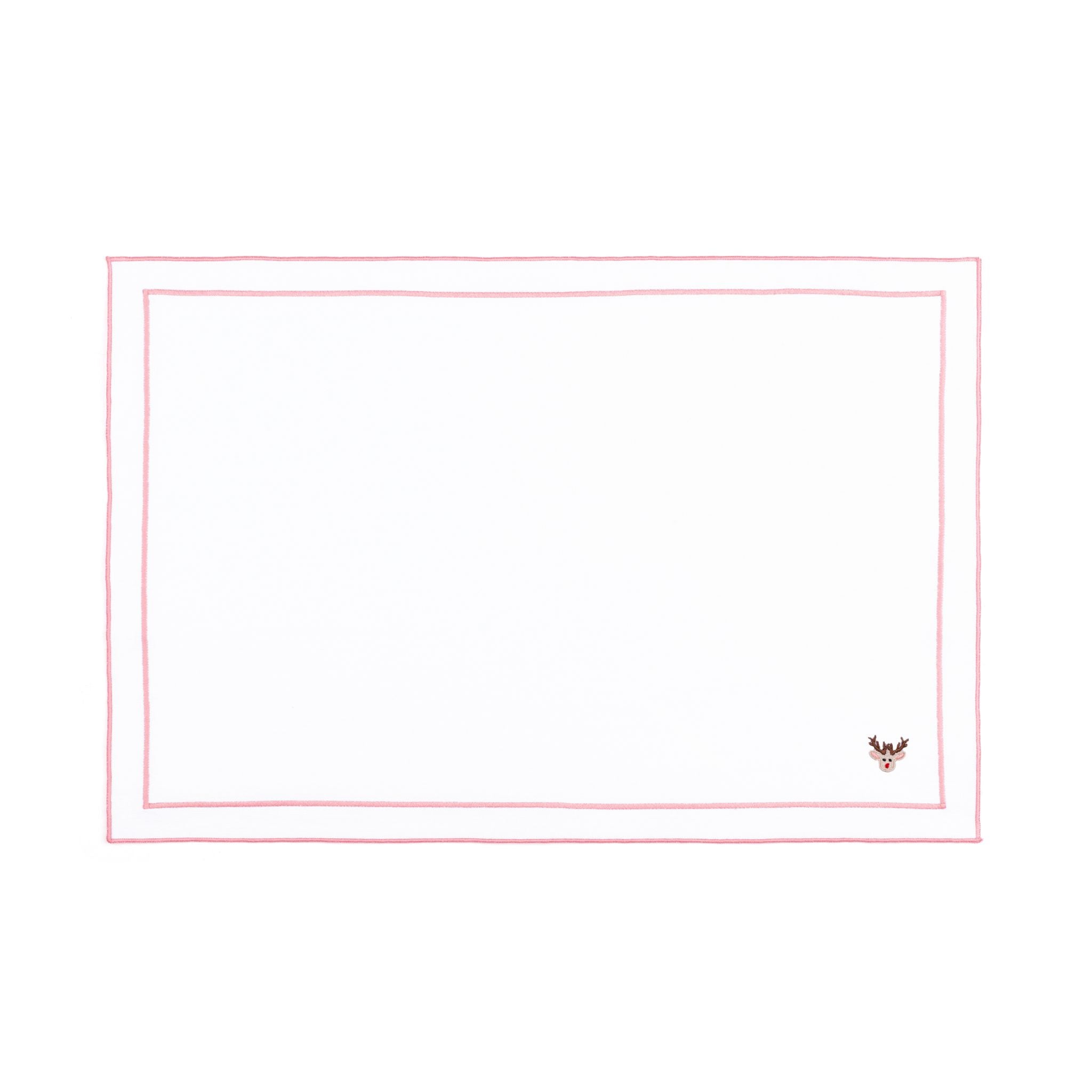 Nazaré white cotton table linen with embroidered small Christmas motifs