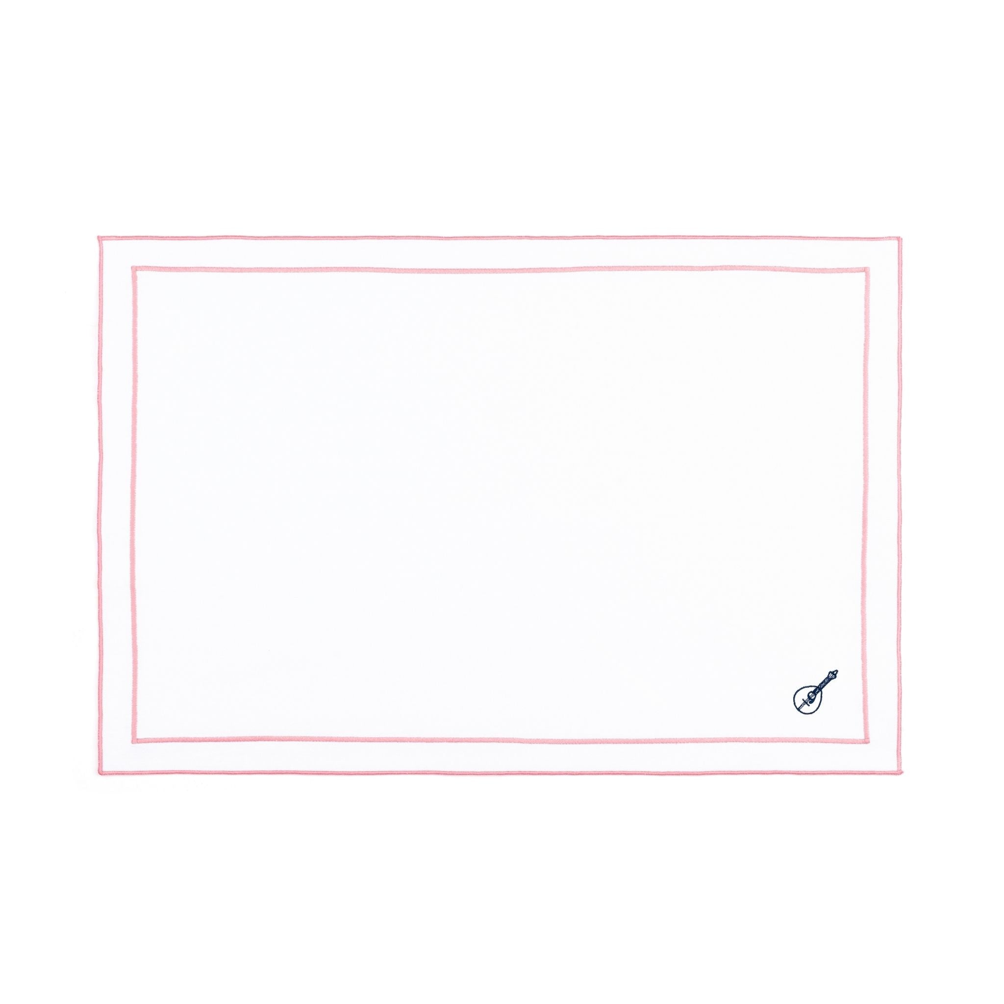 Nazaré white cotton table linen with embroidered Portugal-inspired motifs