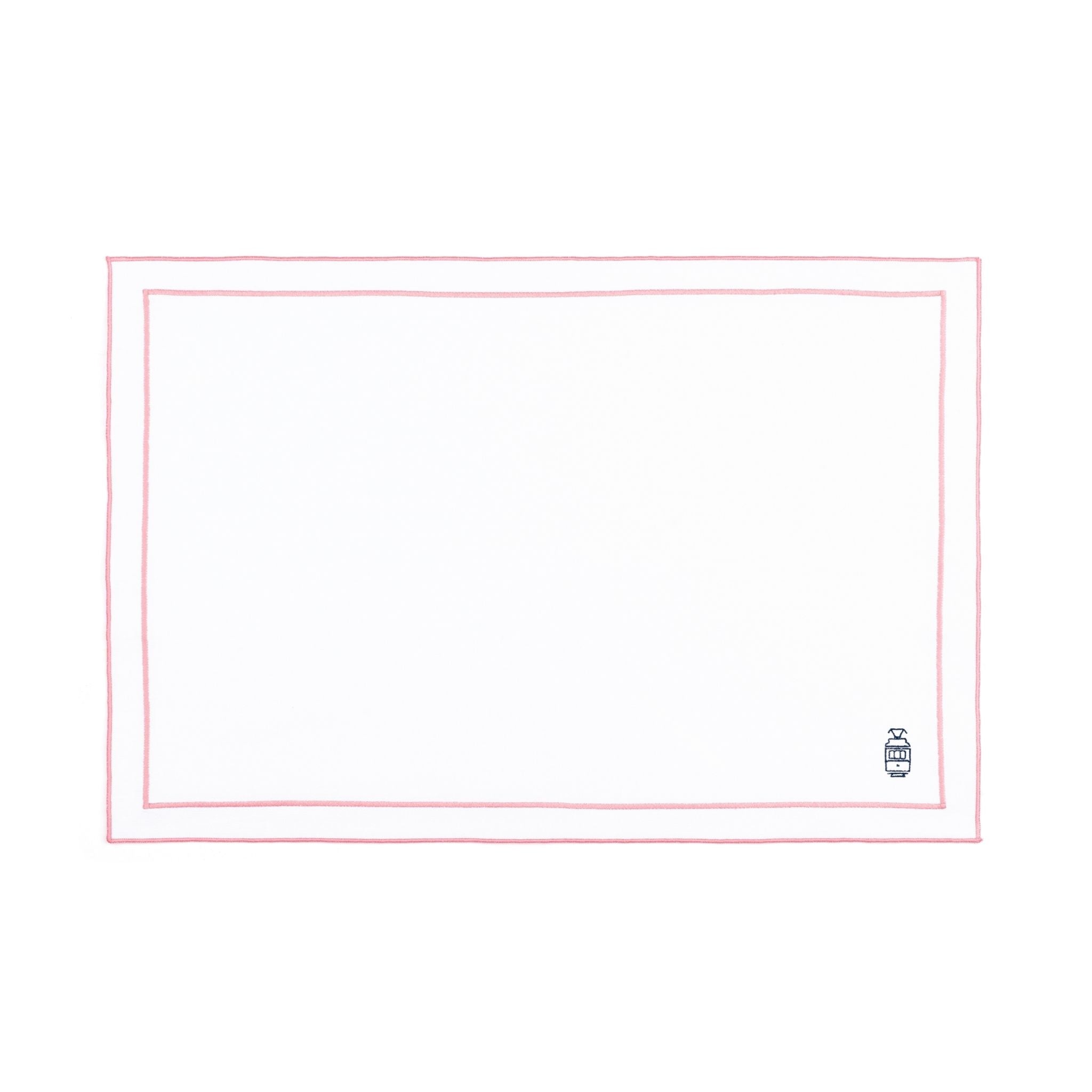 Nazaré white cotton table linen with embroidered Portugal-inspired motifs