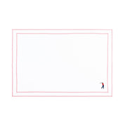 Nazaré white cotton table linen with embroidered retro sports motifs