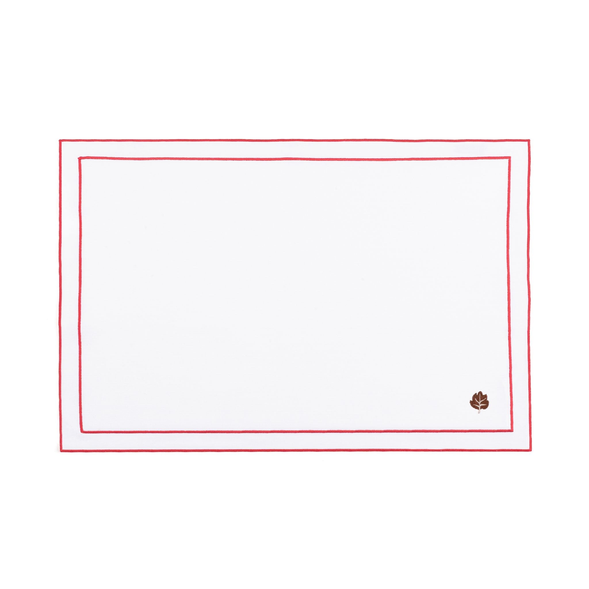 Nazaré white cotton table linen with embroidered autumn motifs