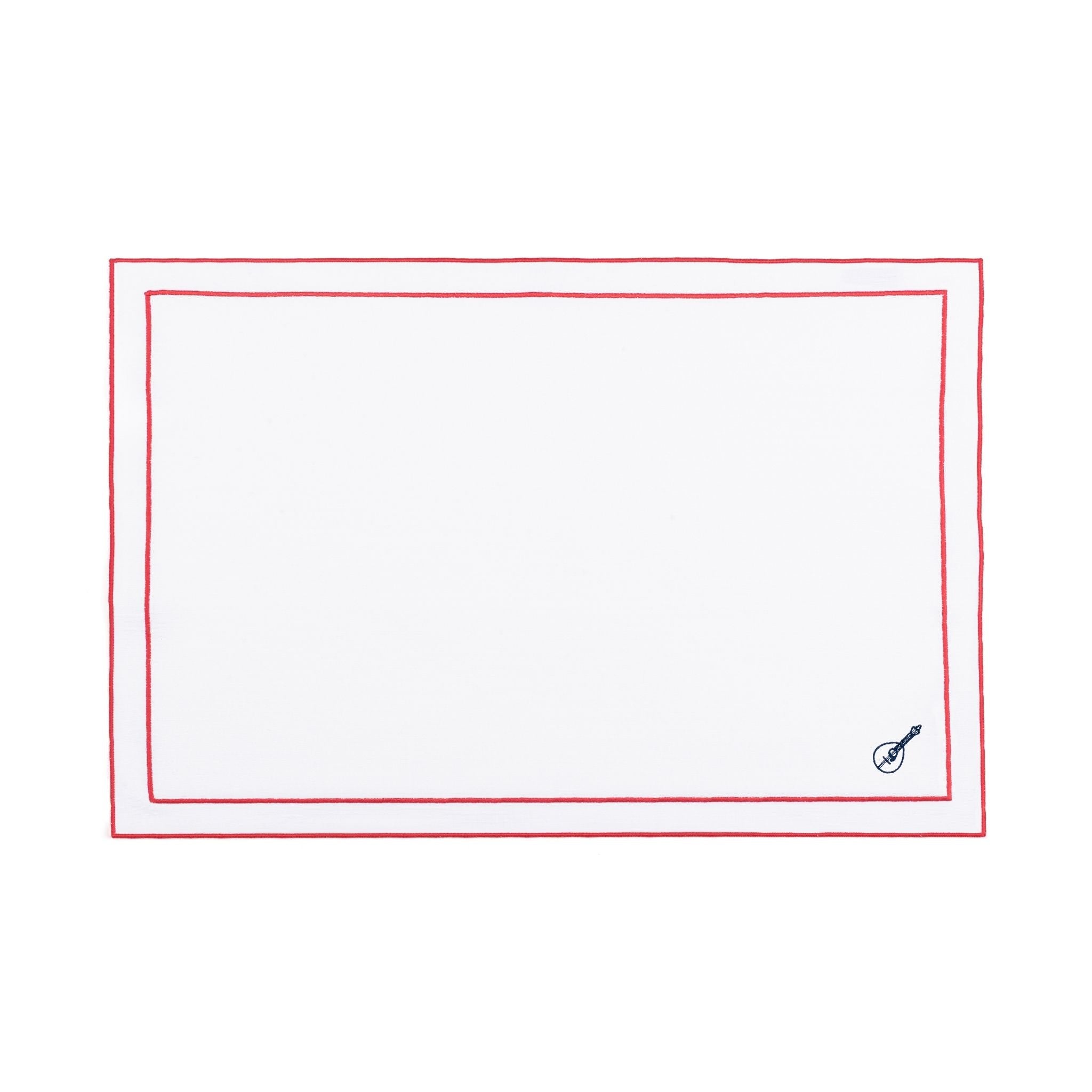 Nazaré white cotton table linen with embroidered Portugal-inspired motifs