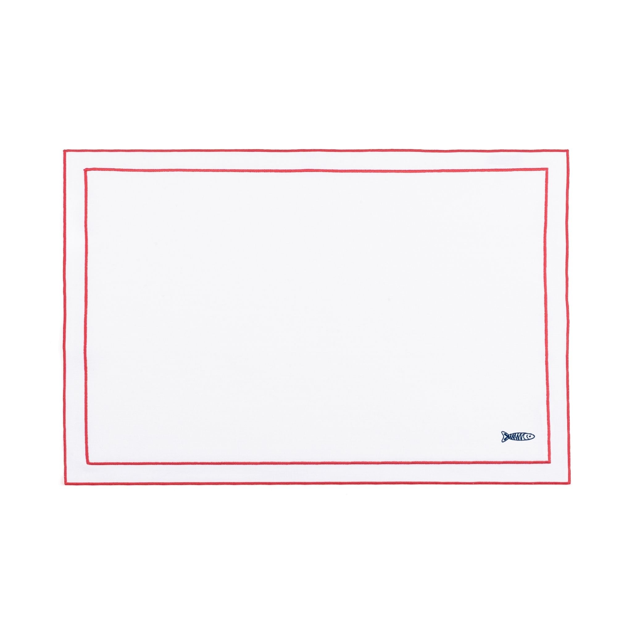 Nazaré white cotton table linen with embroidered Portugal-inspired motifs