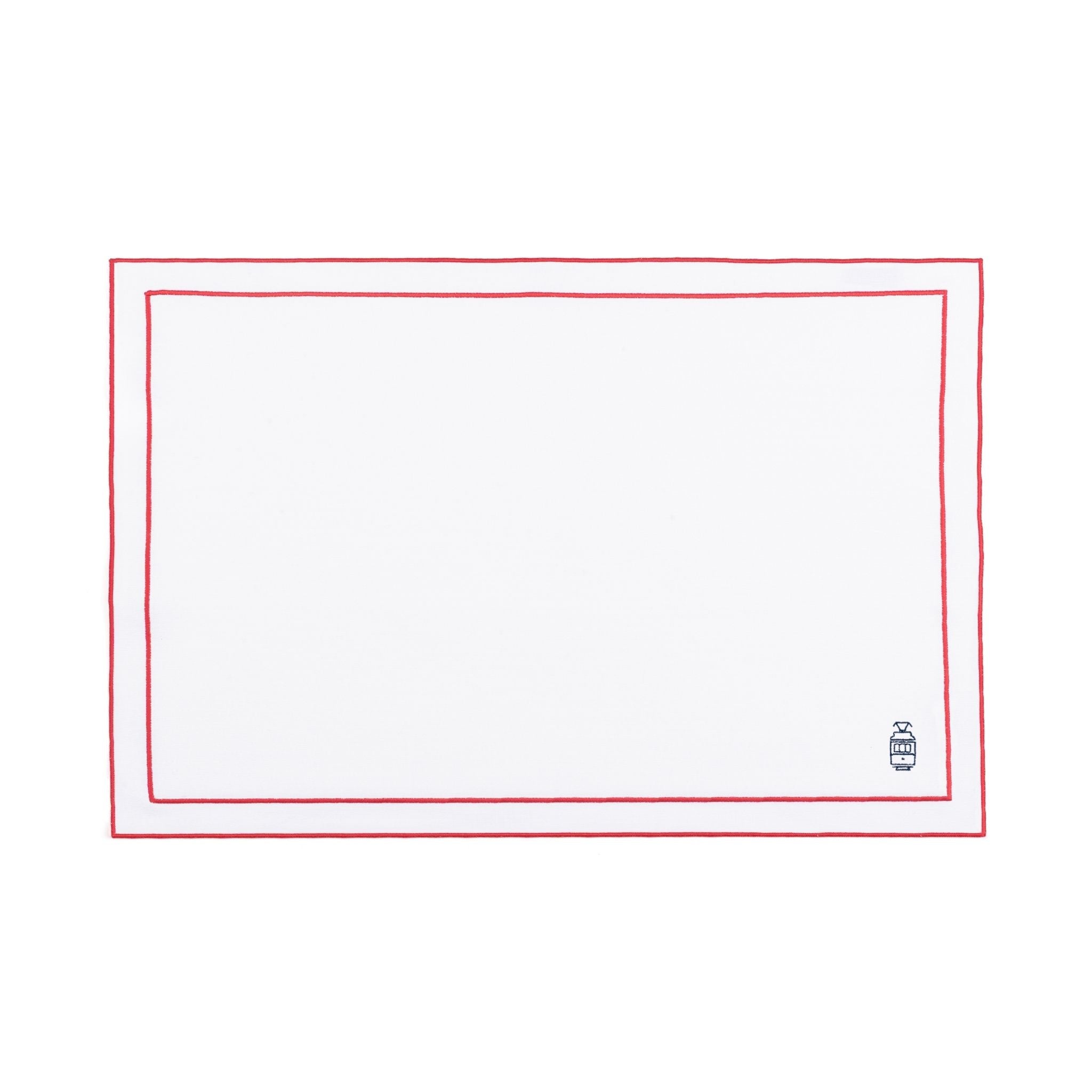 Nazaré white cotton table linen with embroidered Portugal-inspired motifs