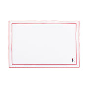 Nazaré white cotton table linen with embroidered retro sports motifs