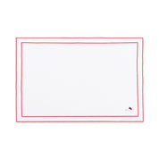 Nazaré white cotton table linen with embroidered retro sports motifs